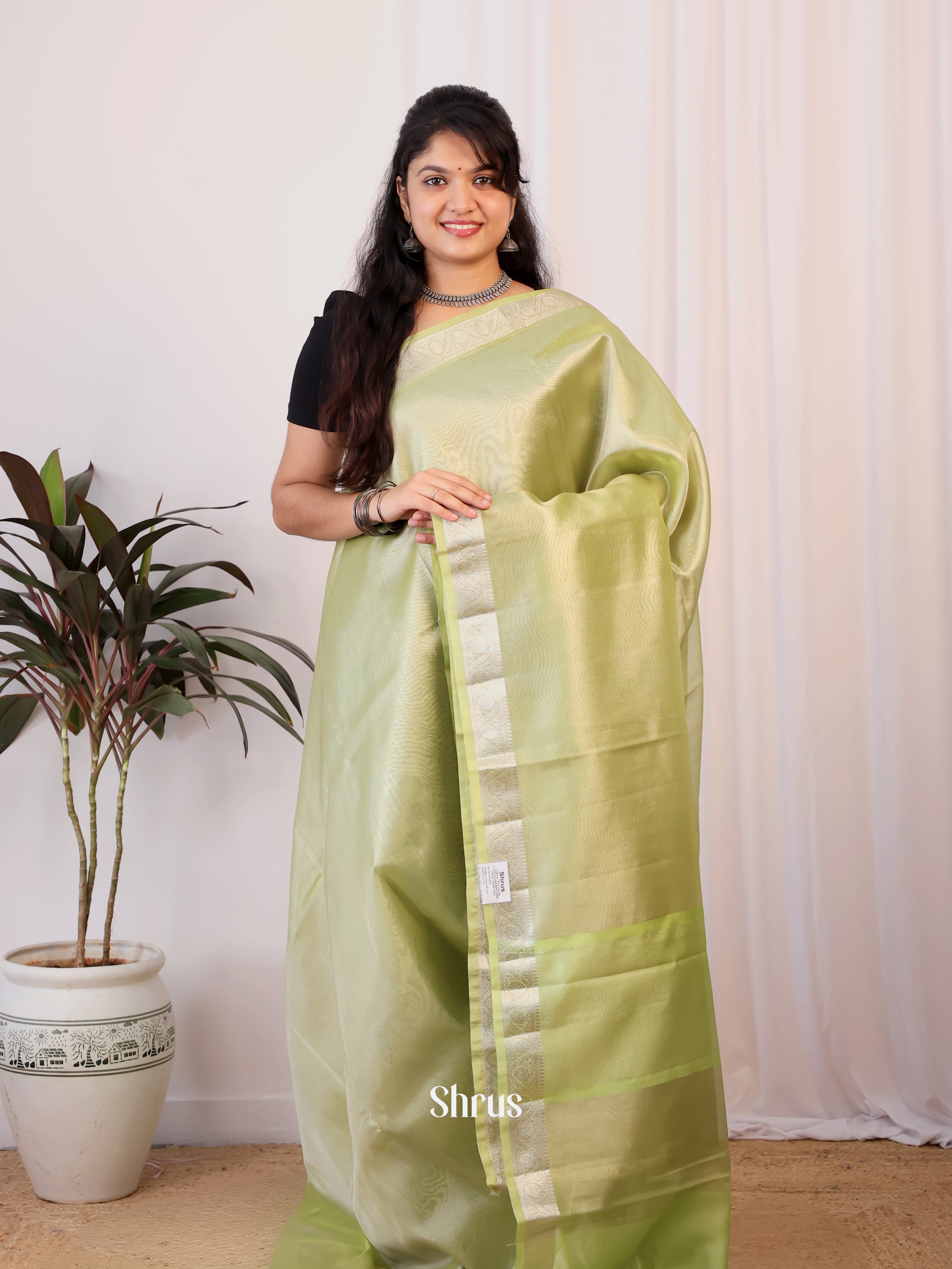 Green - Semi Tissue Saree