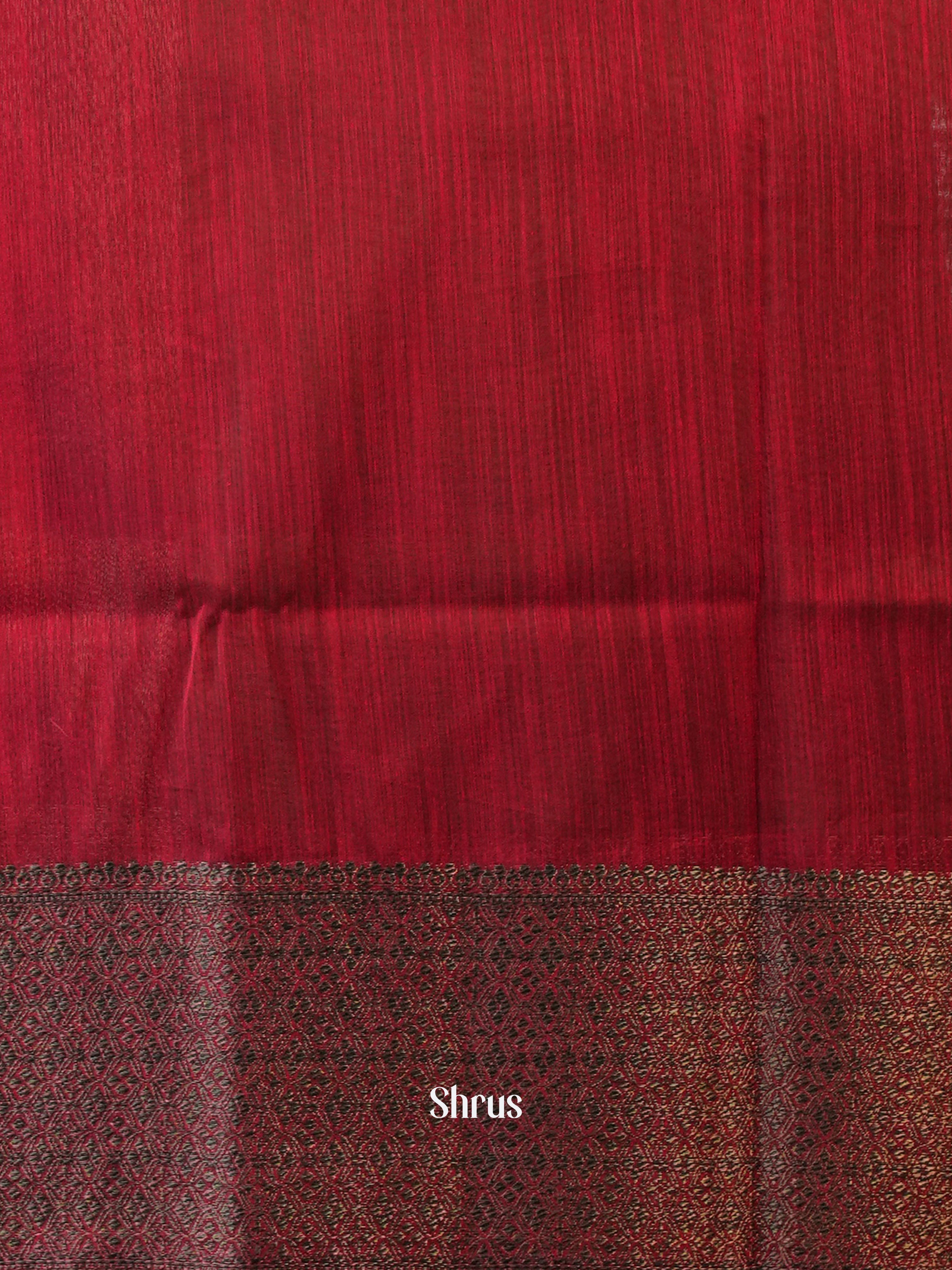 Green & Maroon  - Semi Jute Saree