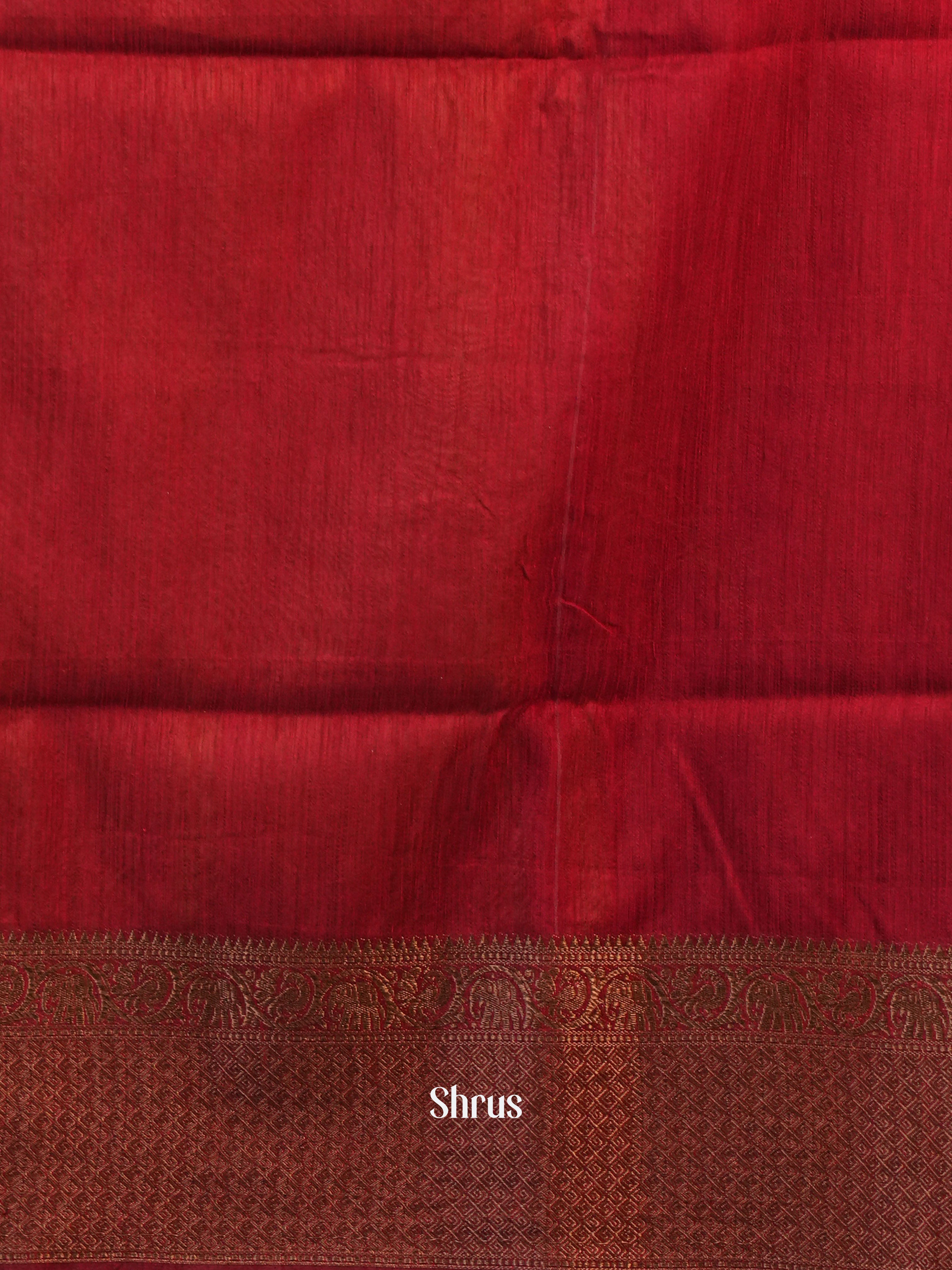 Brown & Maroon - Semi Jute Saree