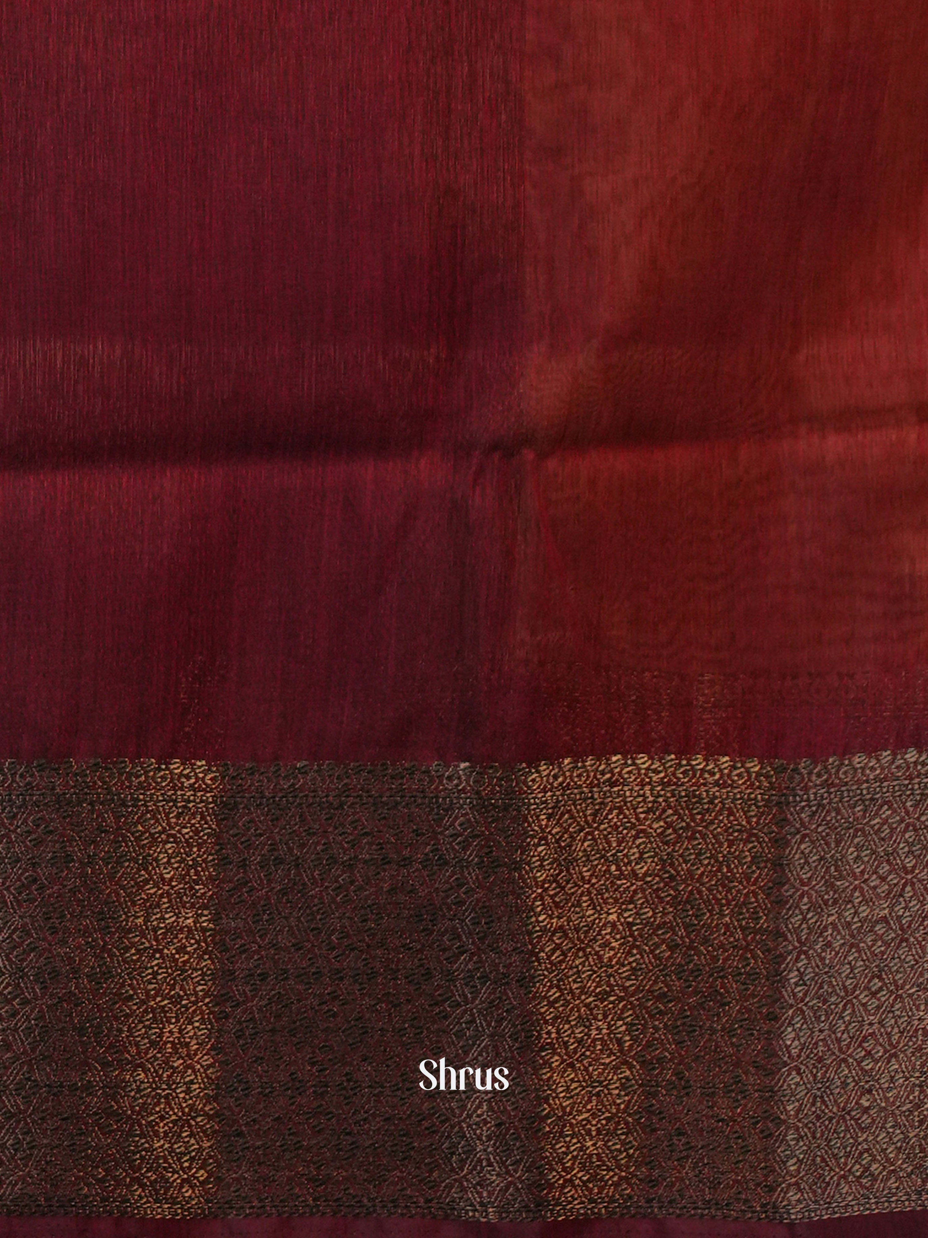 Brown & Maroon - Semi Jute Saree