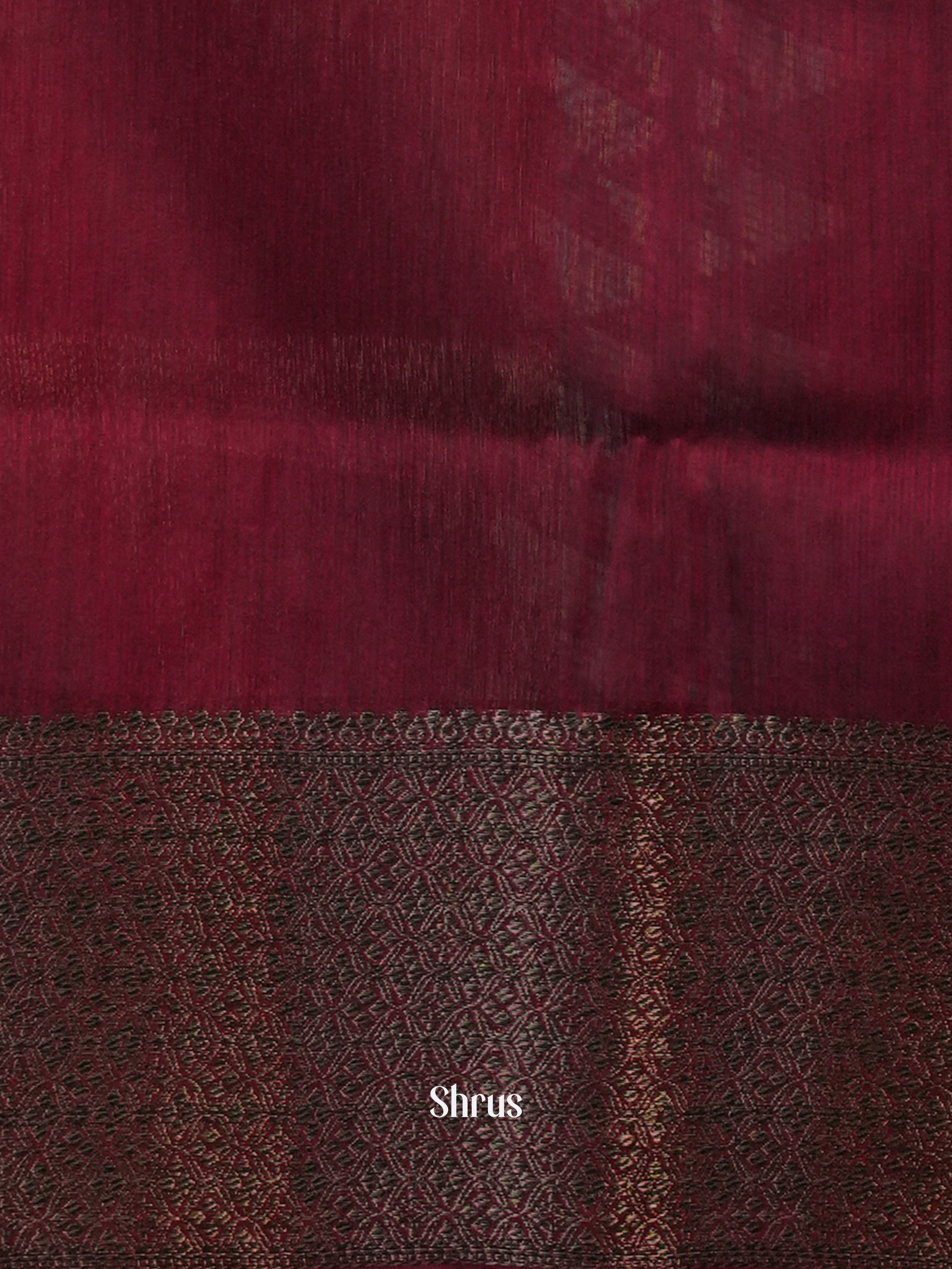 Grey & Maroon- Semi Jute Saree