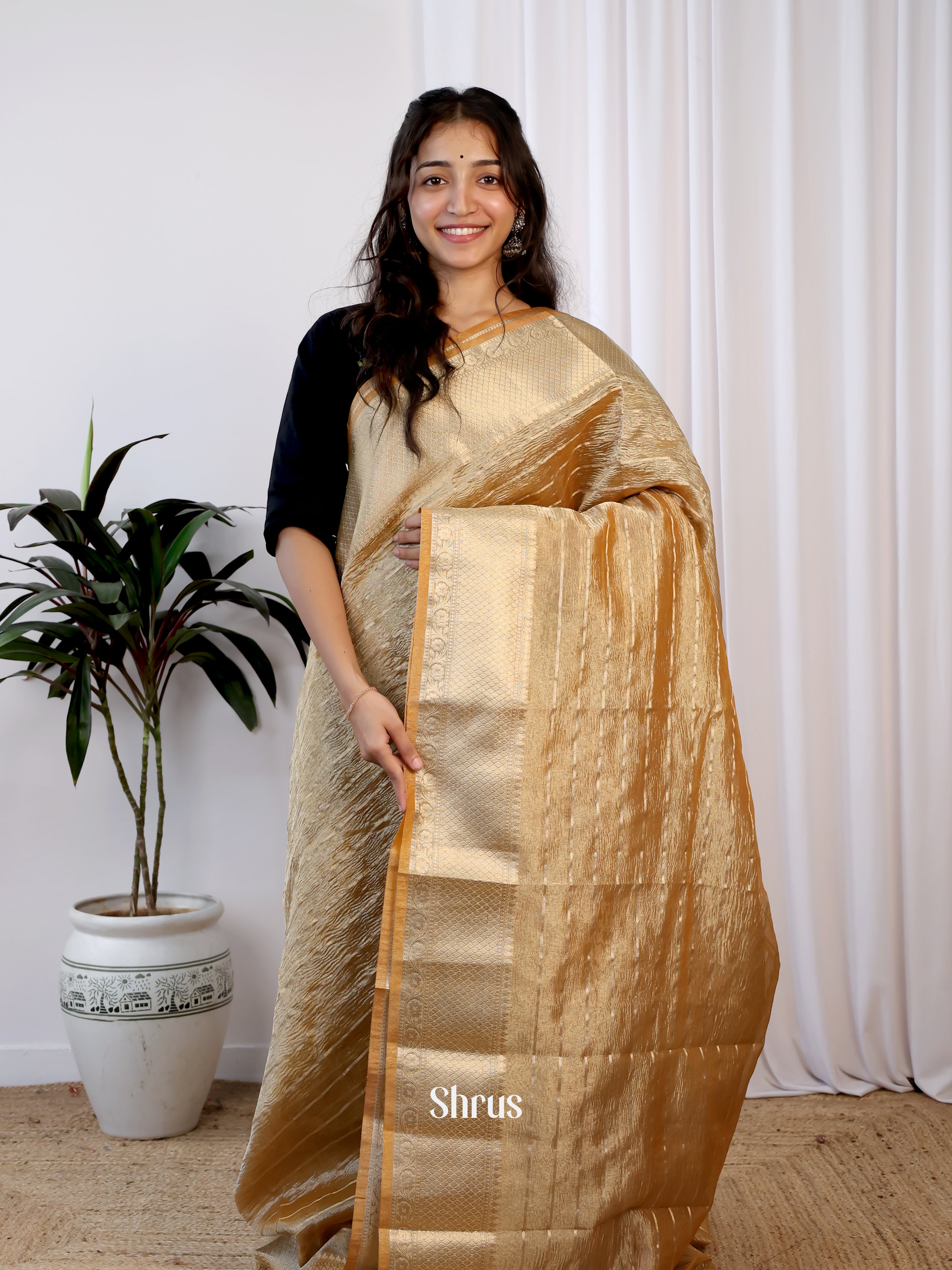 Gold- Bamboo silk Saree