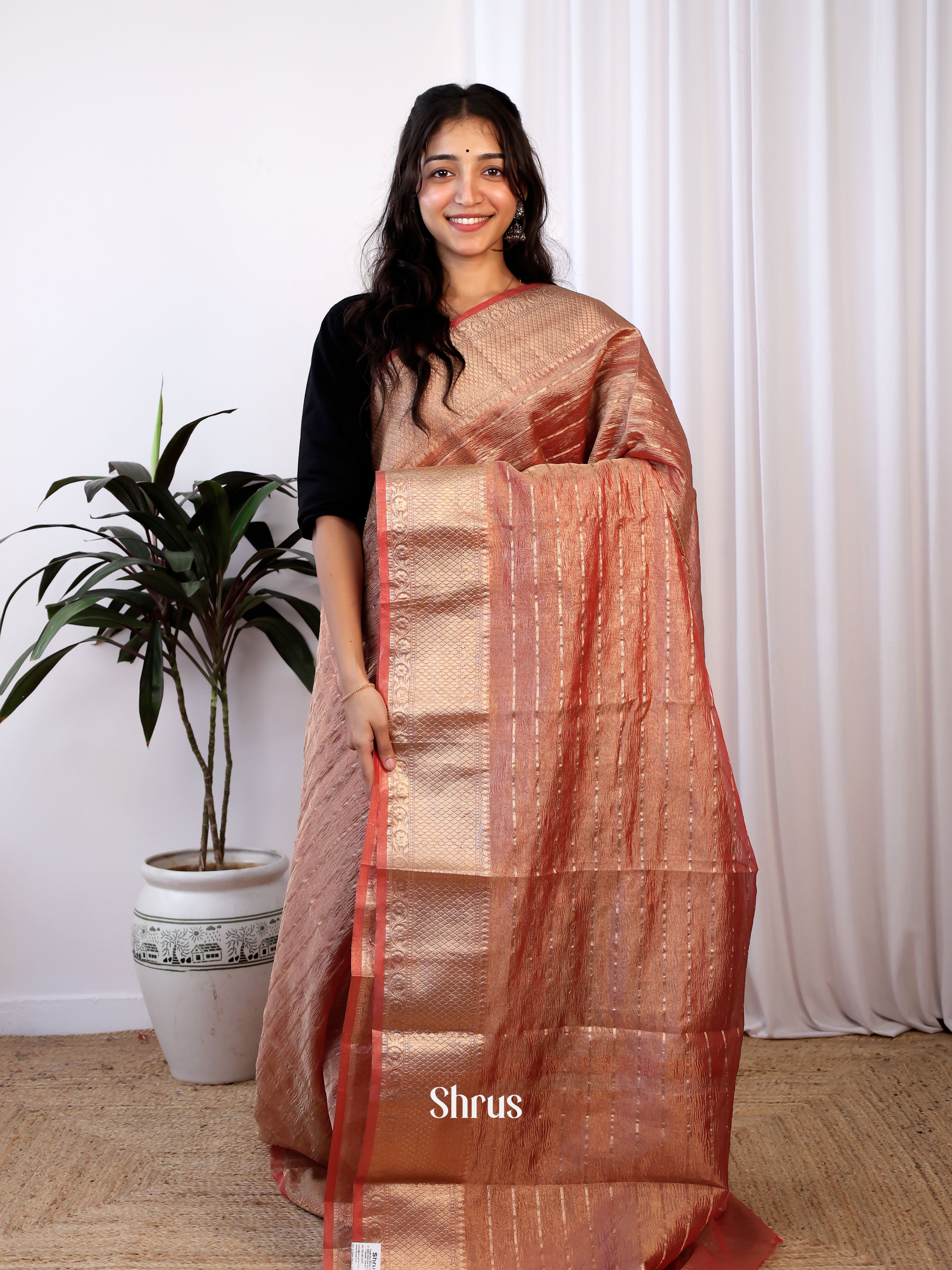 Red - Bamboo silk Saree