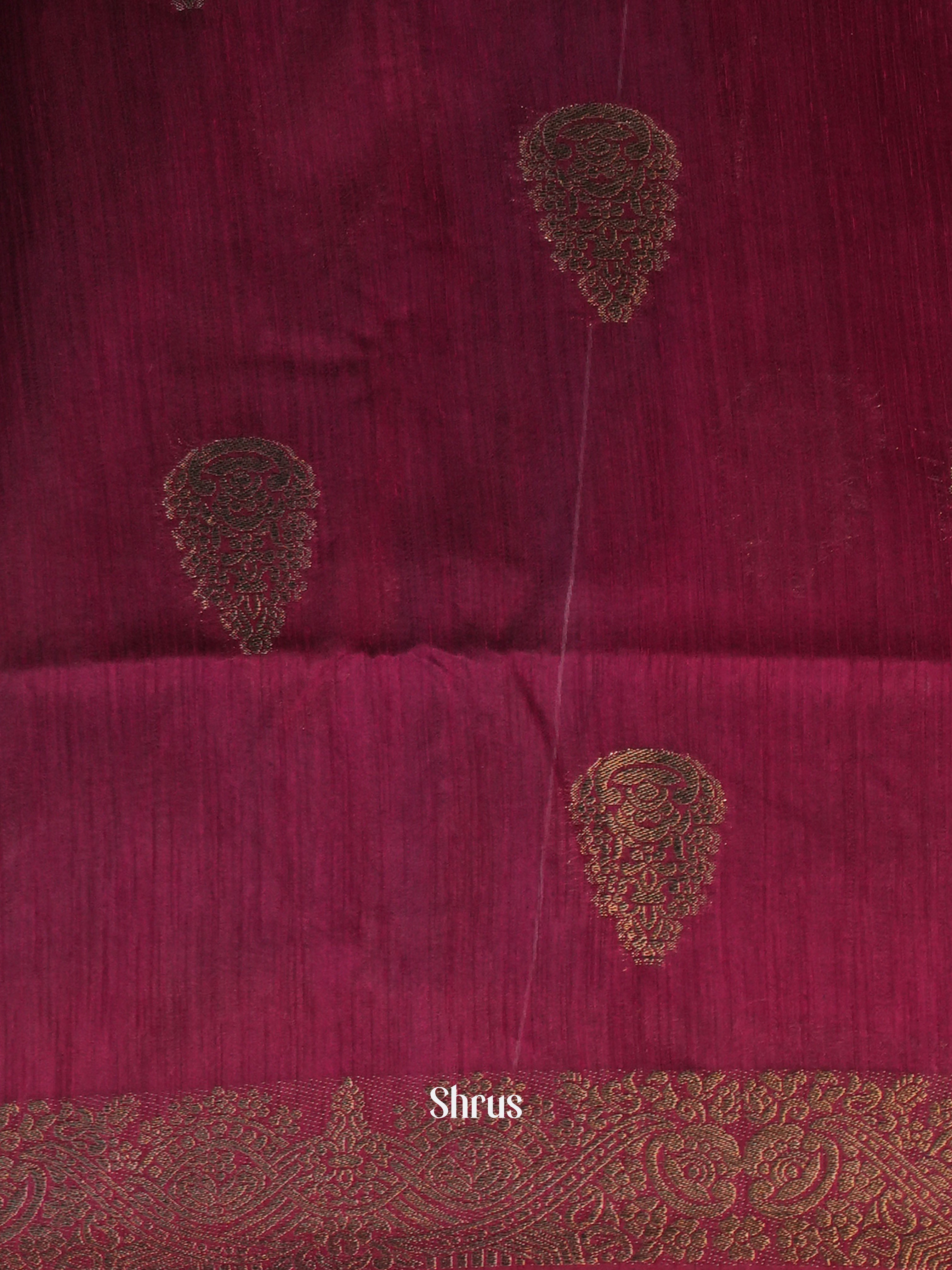 Grey & Maroon - Semi Jute Saree