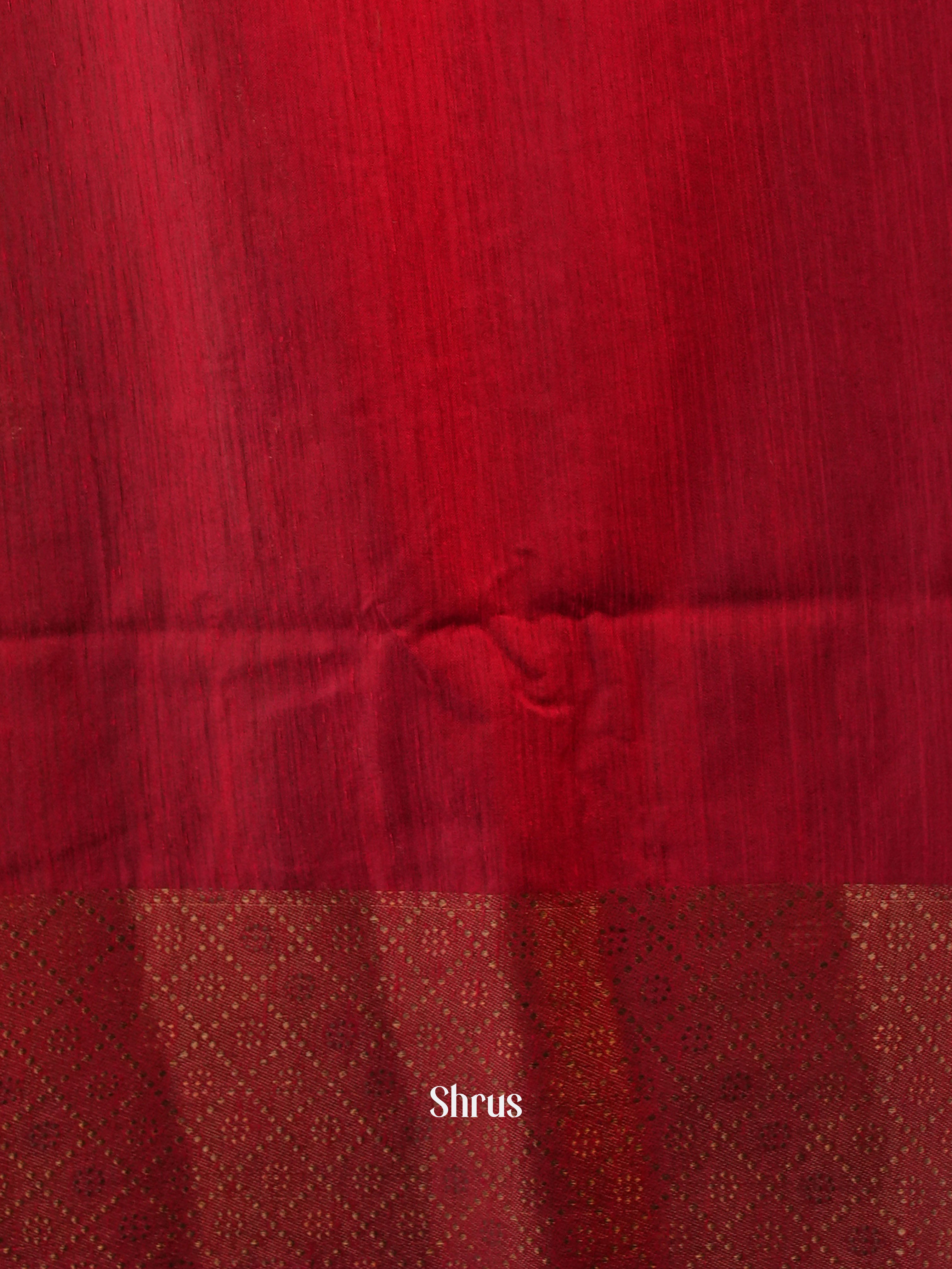 Green & Red- Semi Jute Saree