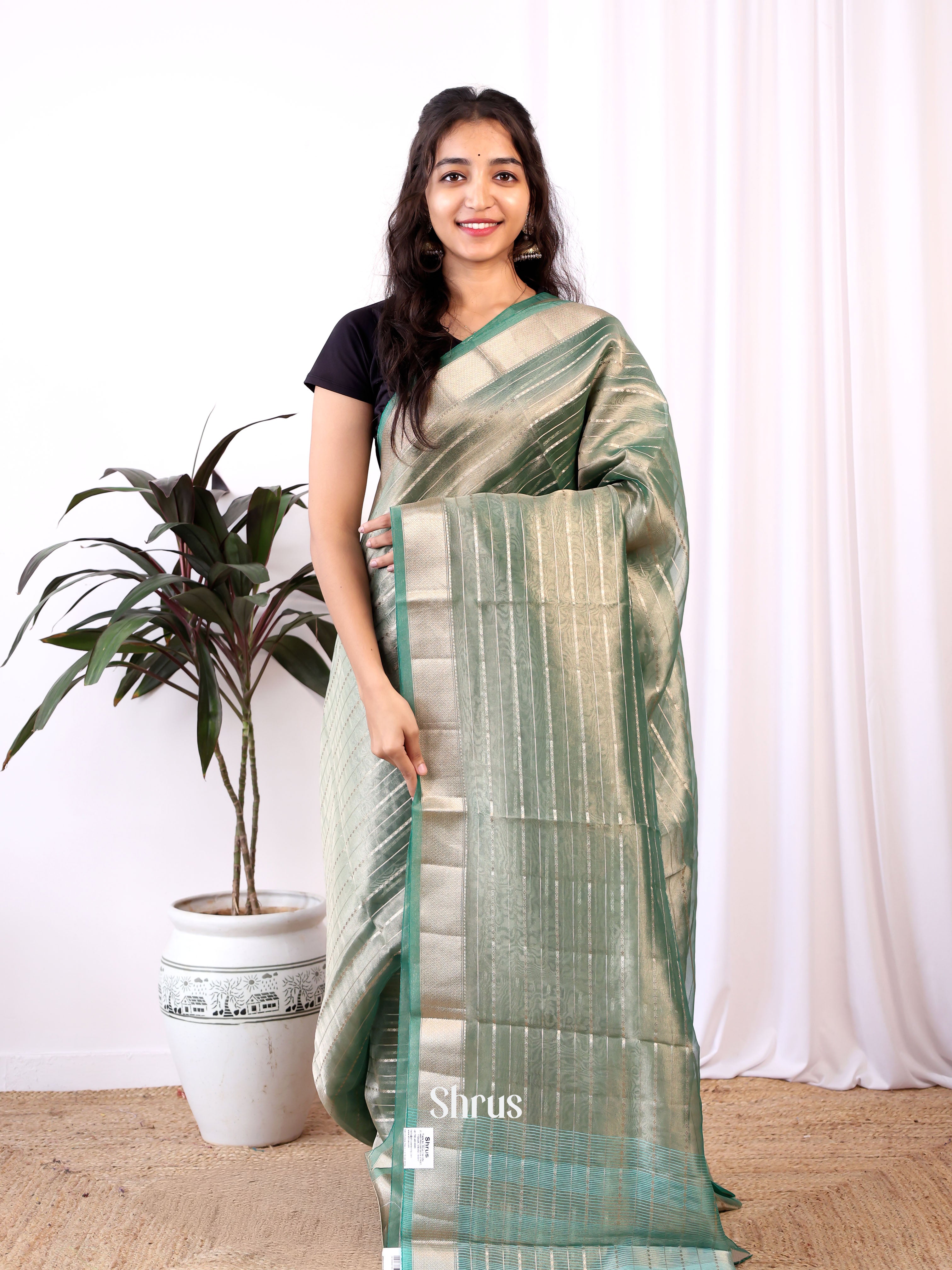 Green - Semi Organza Saree