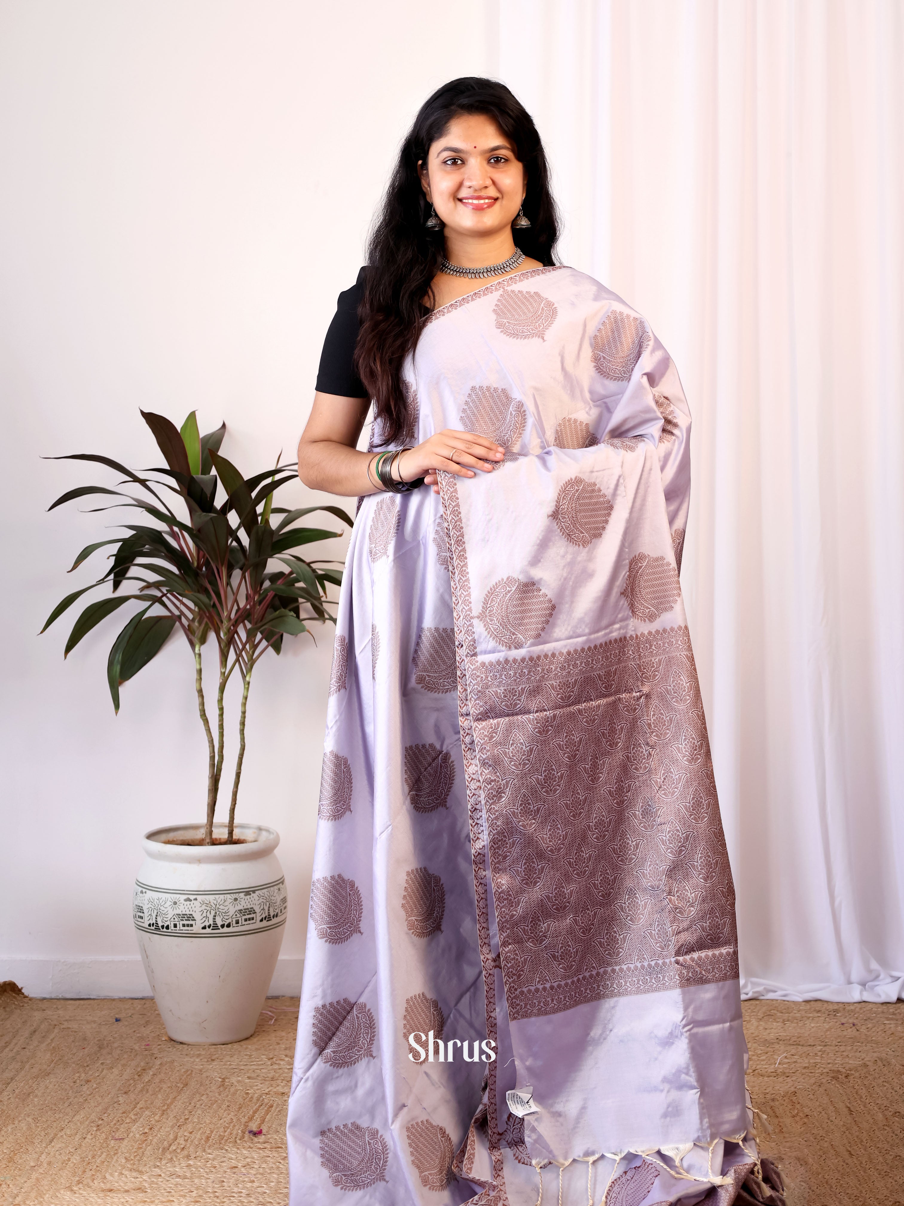 Purple - Semi Softsilk Saree