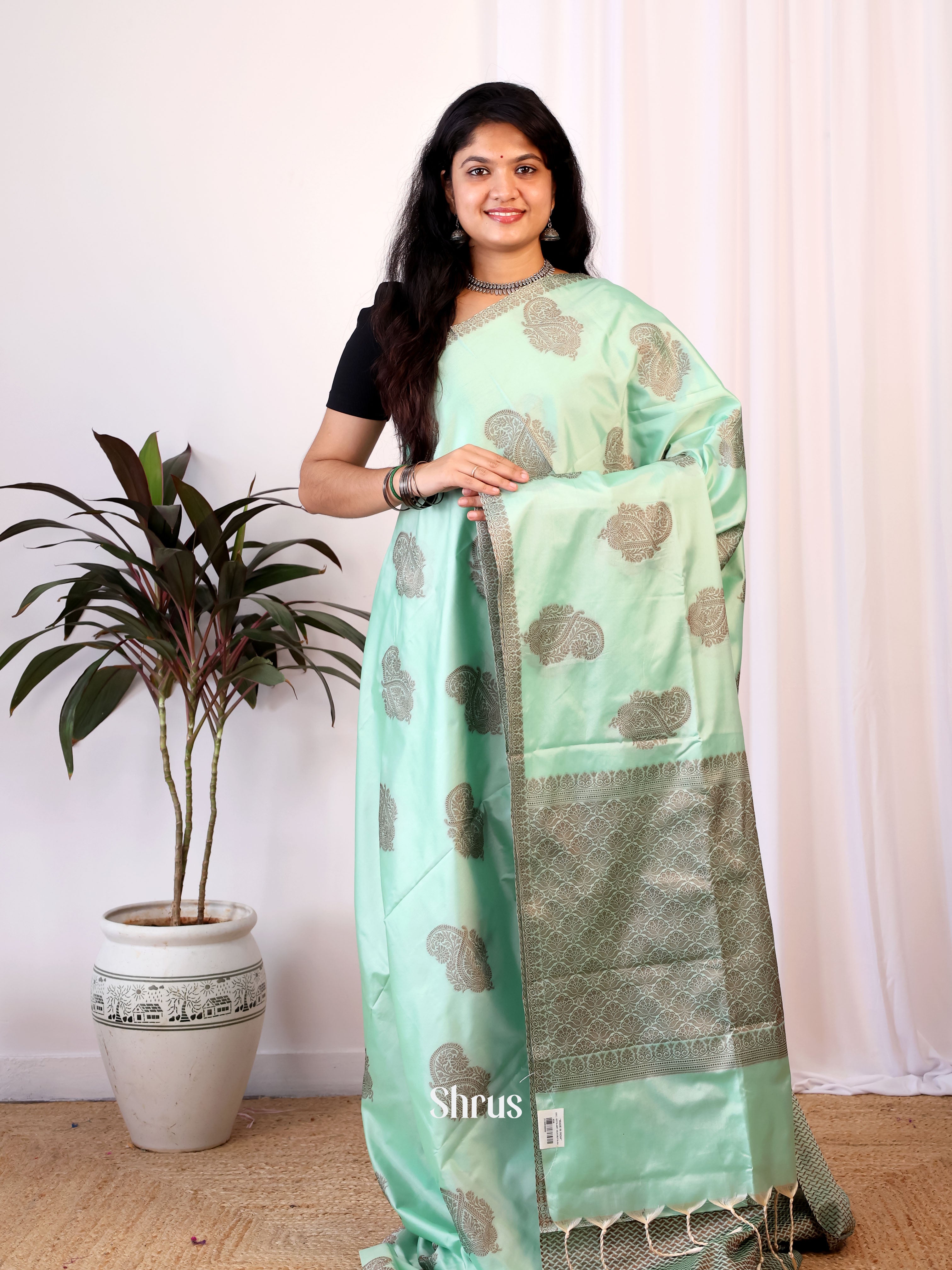 Green - Semi Softsilk Saree