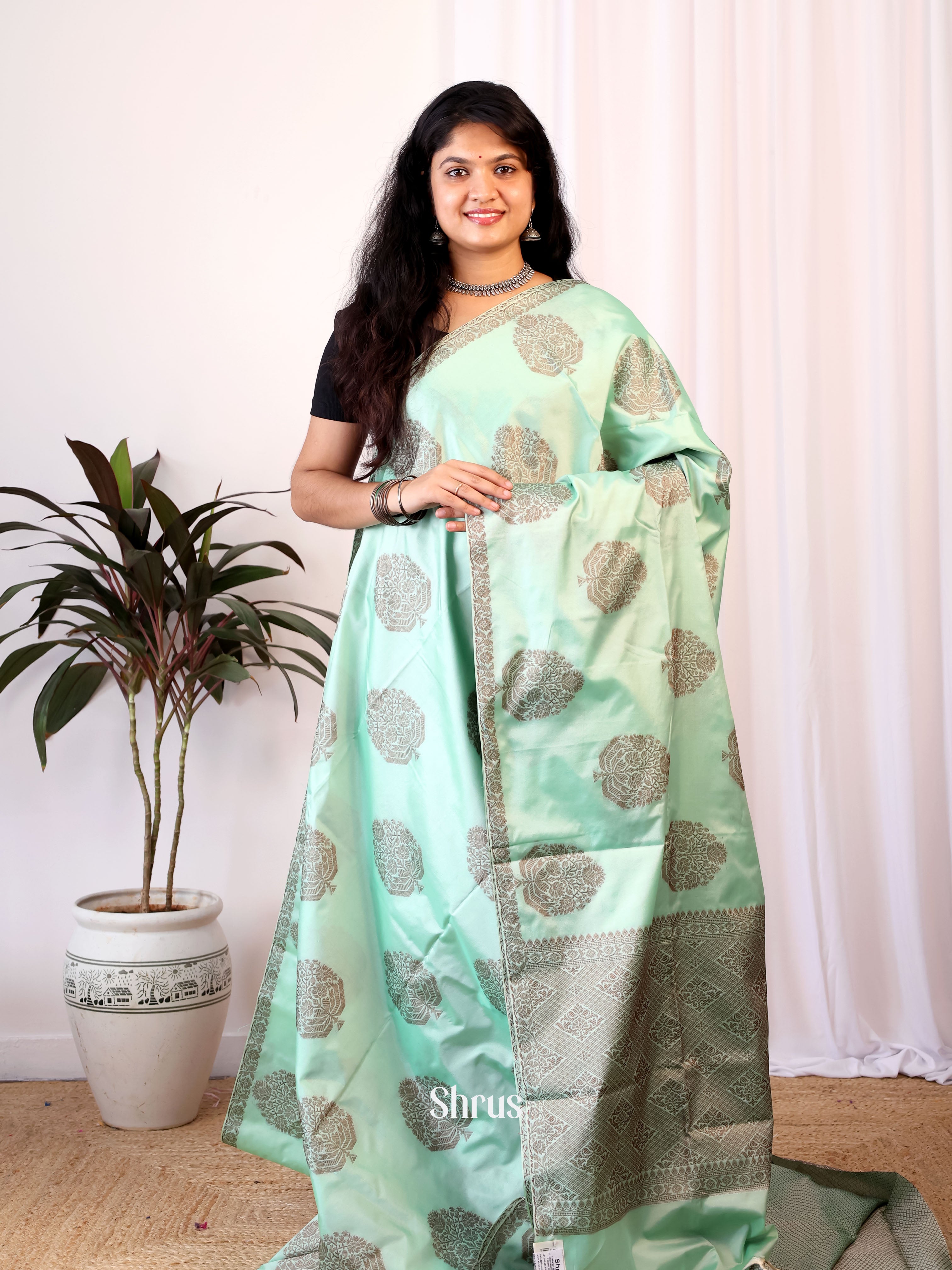 Pastel Green - Semi Softsilk Saree