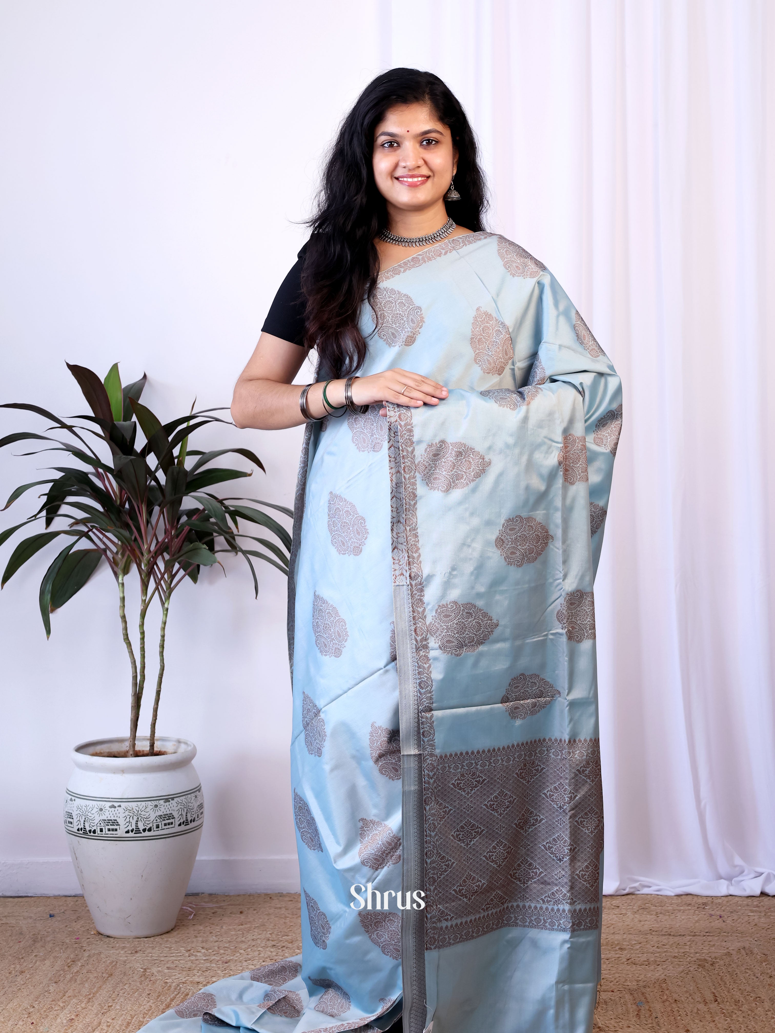 Blue - Semi Softsilk Saree