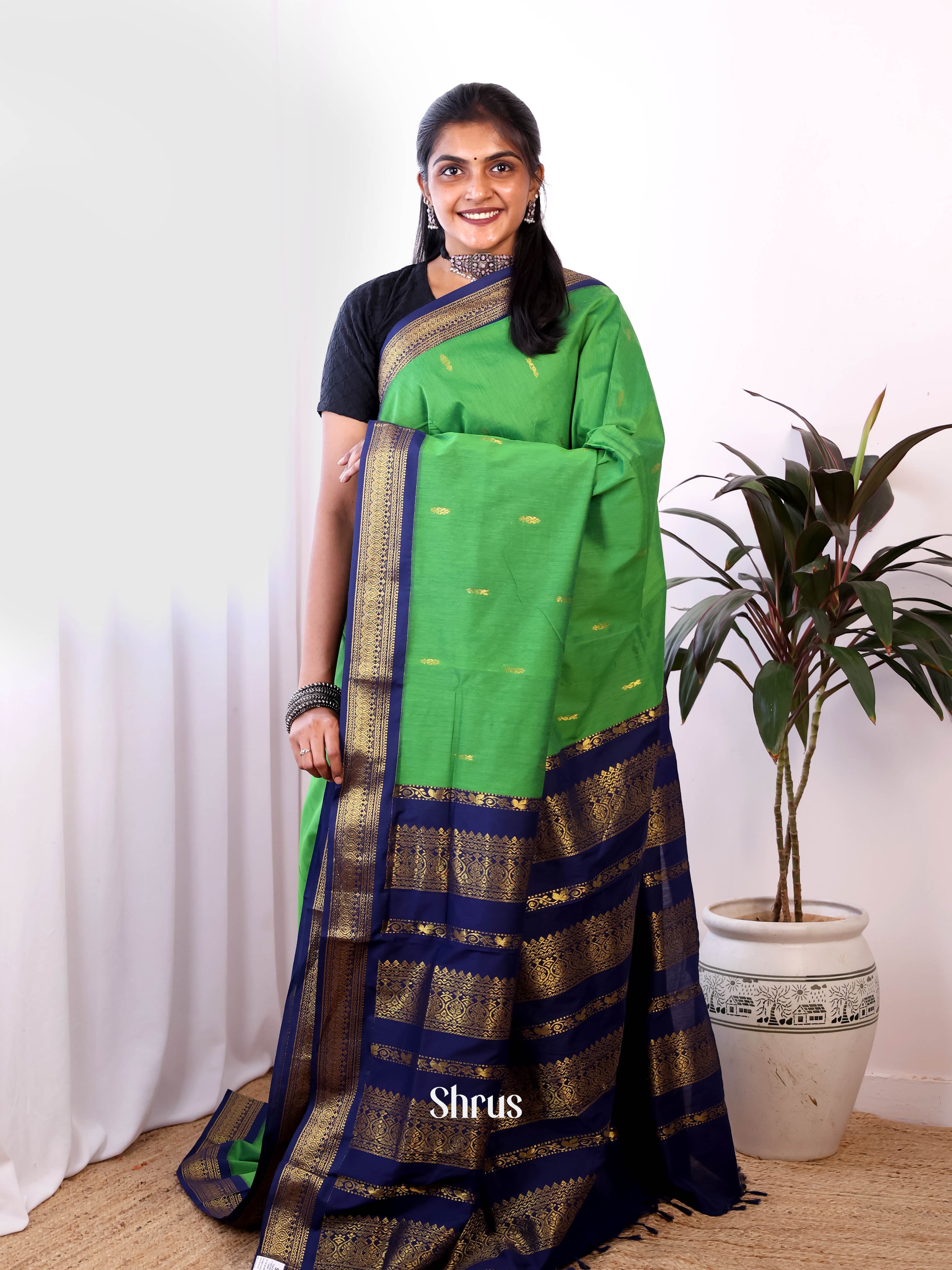 Green & Blue  - Kalyani Cotton Saree