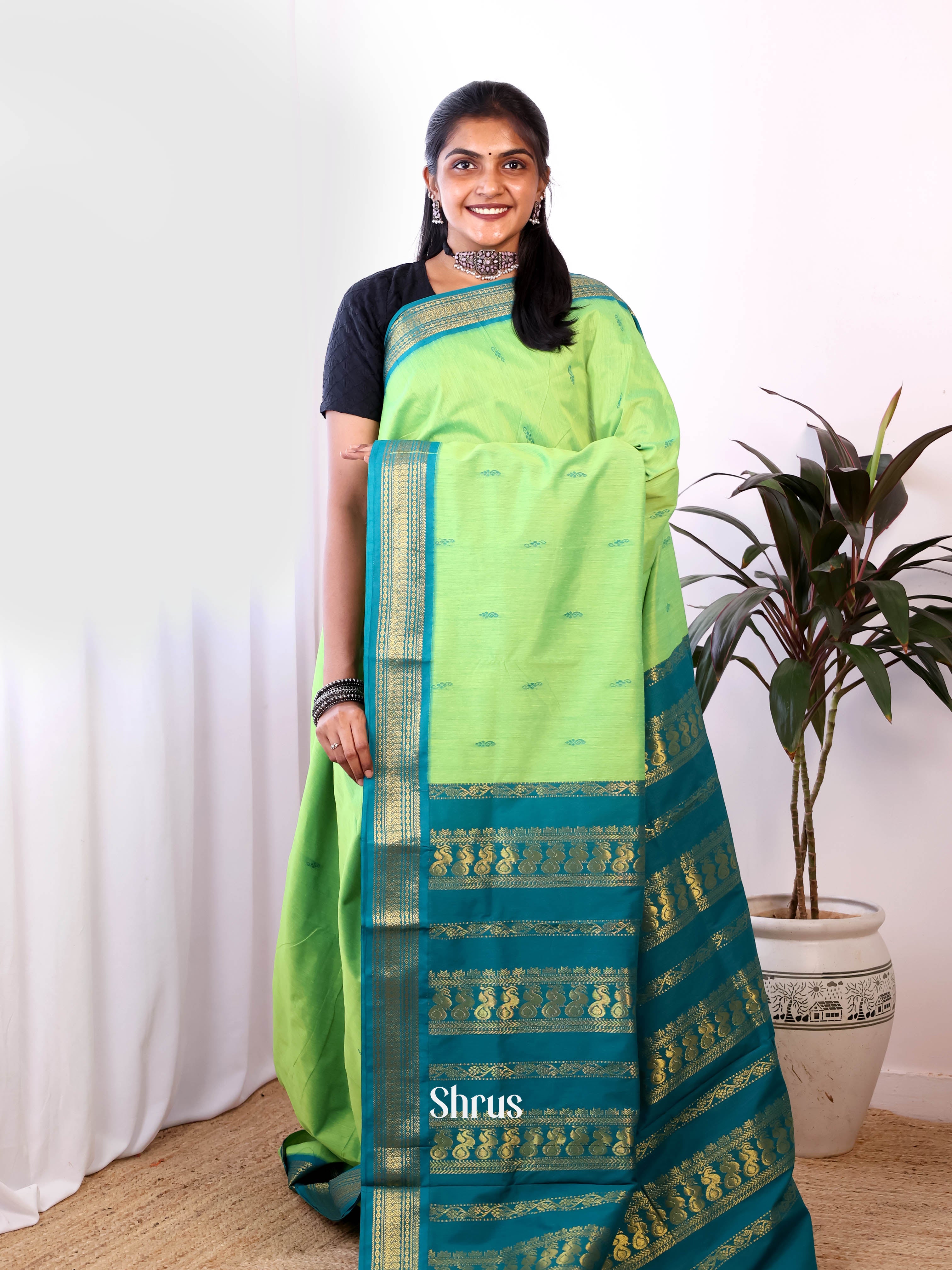 Green & Teal- Kalyani Cotton Saree