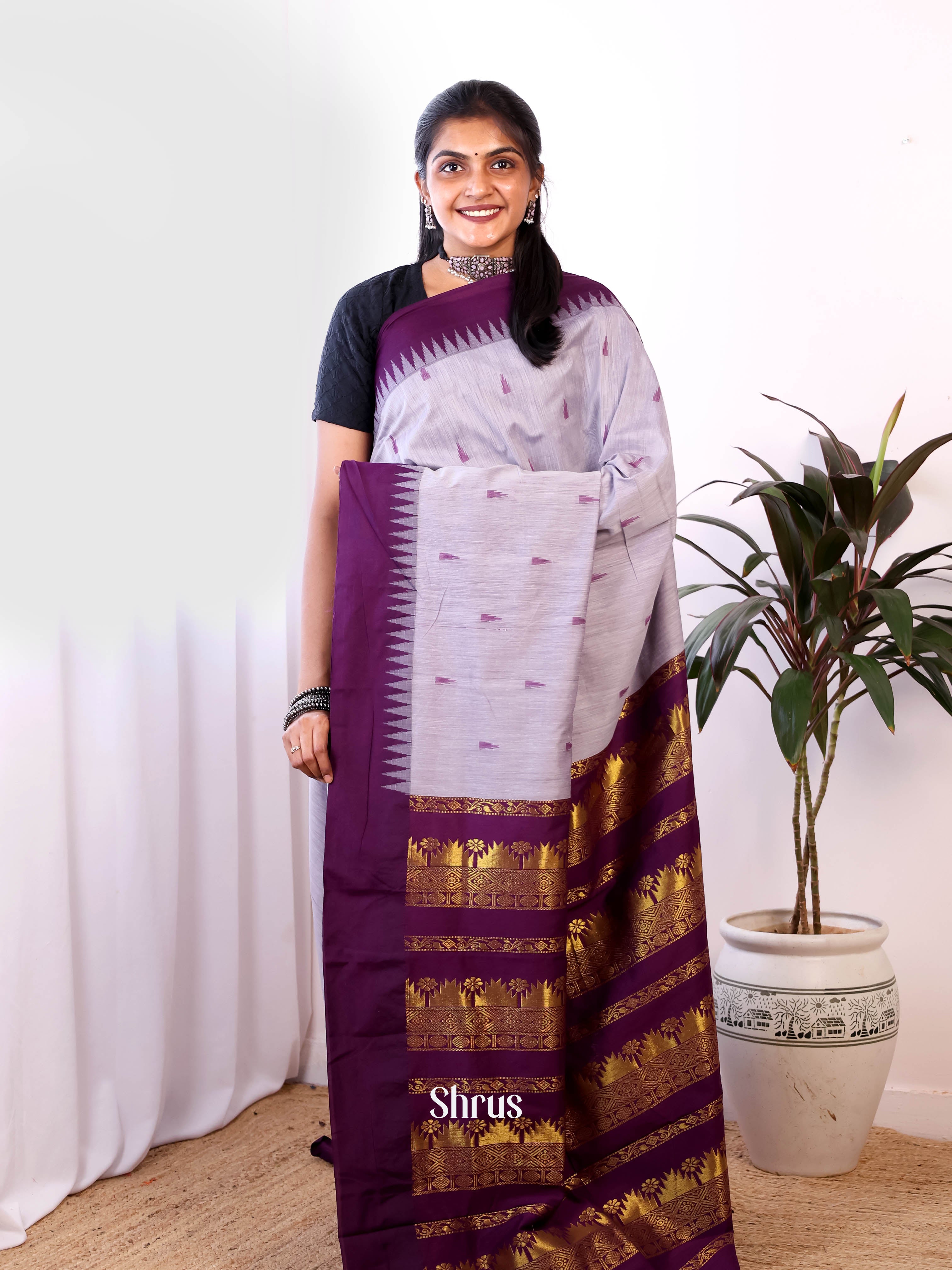 Lavender & Purple- Kalyani Cotton Saree