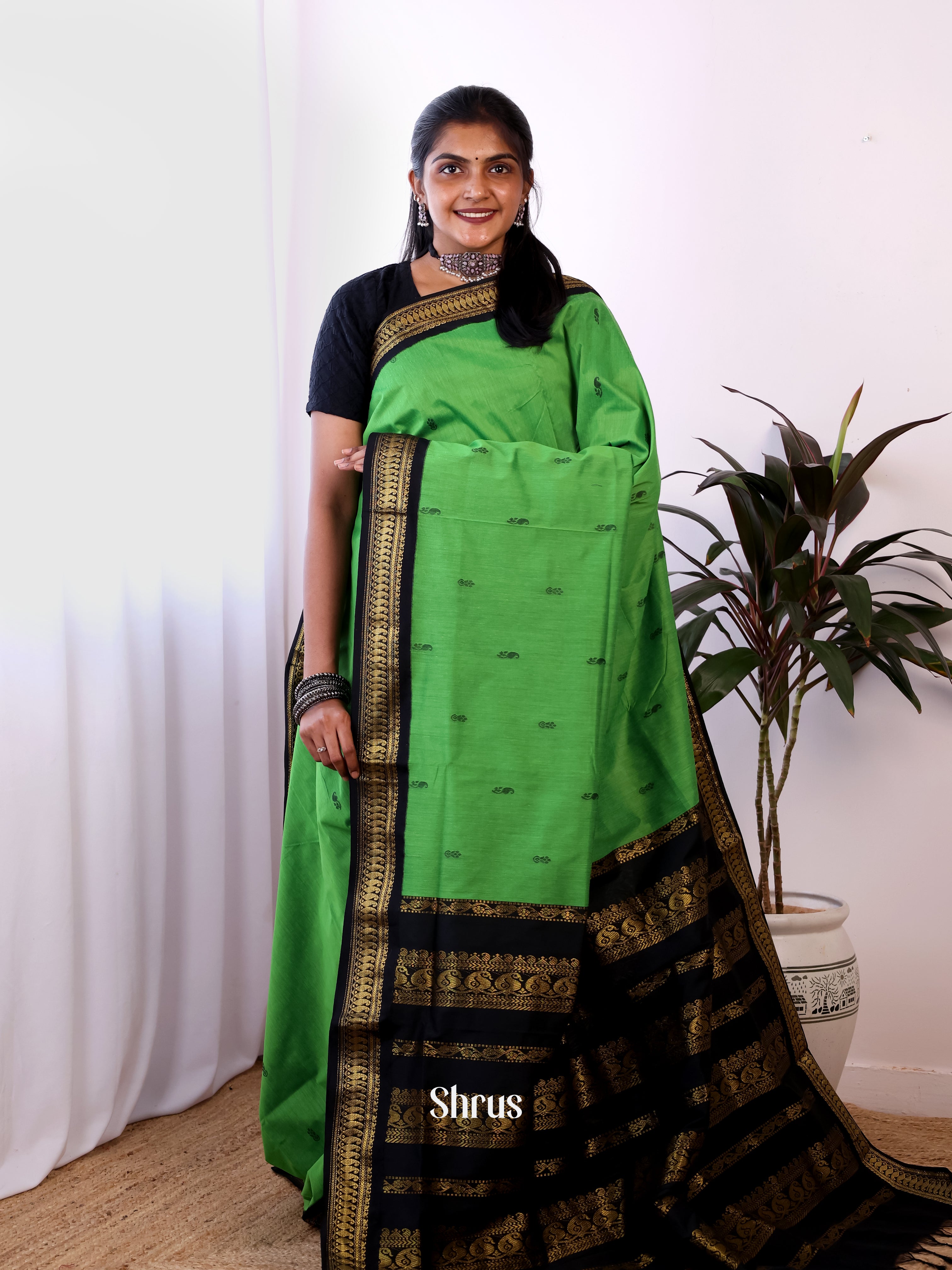 Green & black - Kalyani Cotton Saree