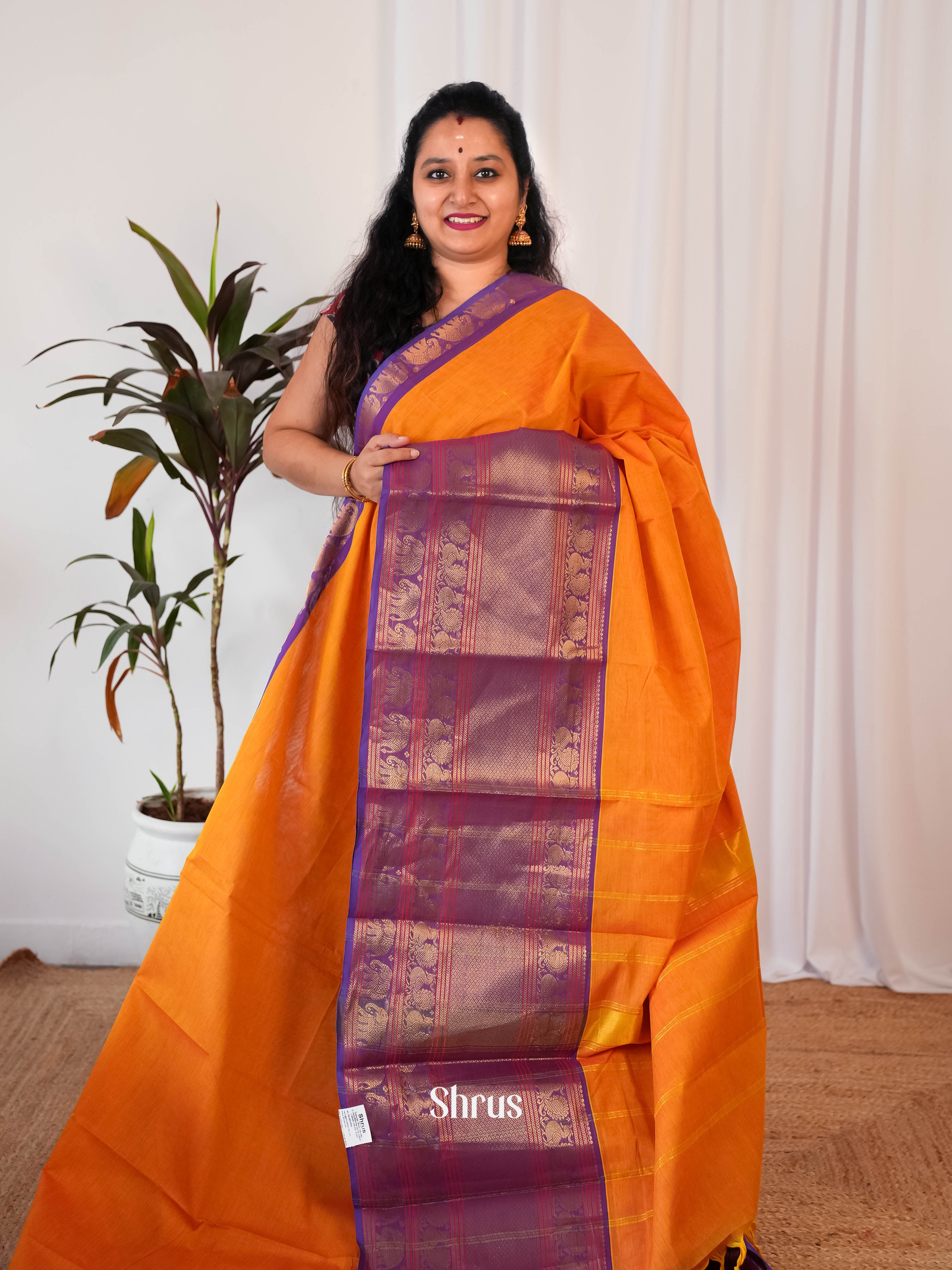 Orange & Purple - Narayanpet Cotton Saree