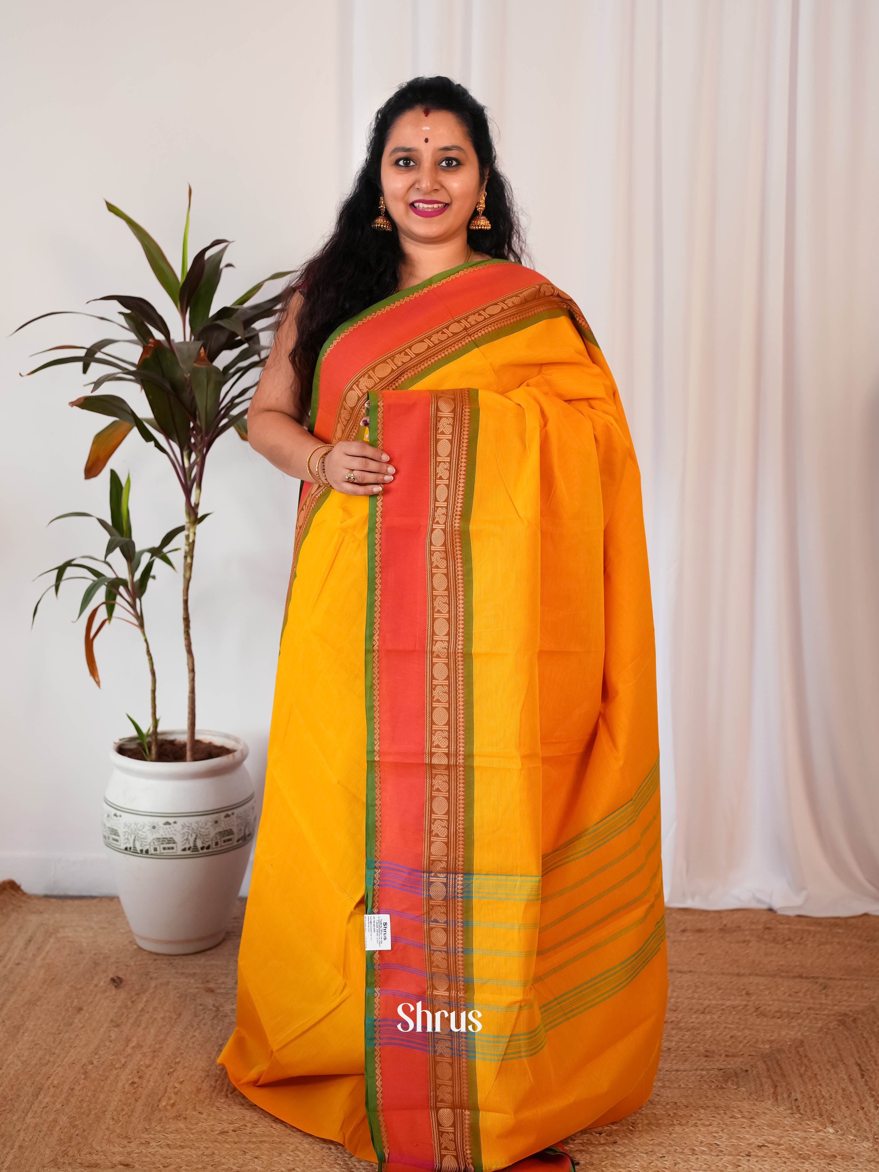 Mambazha Yellow & Green- Chettinad Cotton Saree