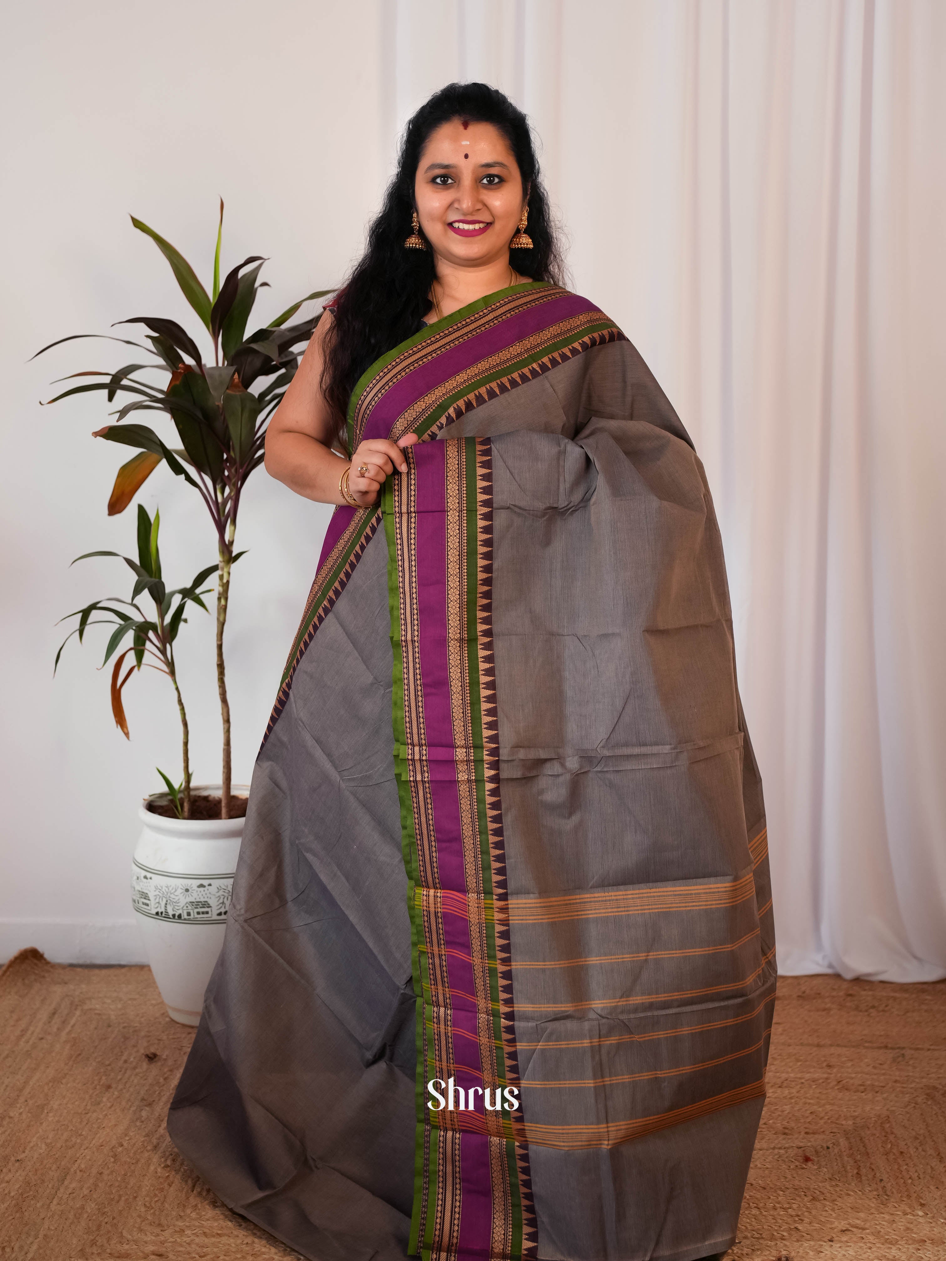 grey & Green - Chettinad Cotton Saree