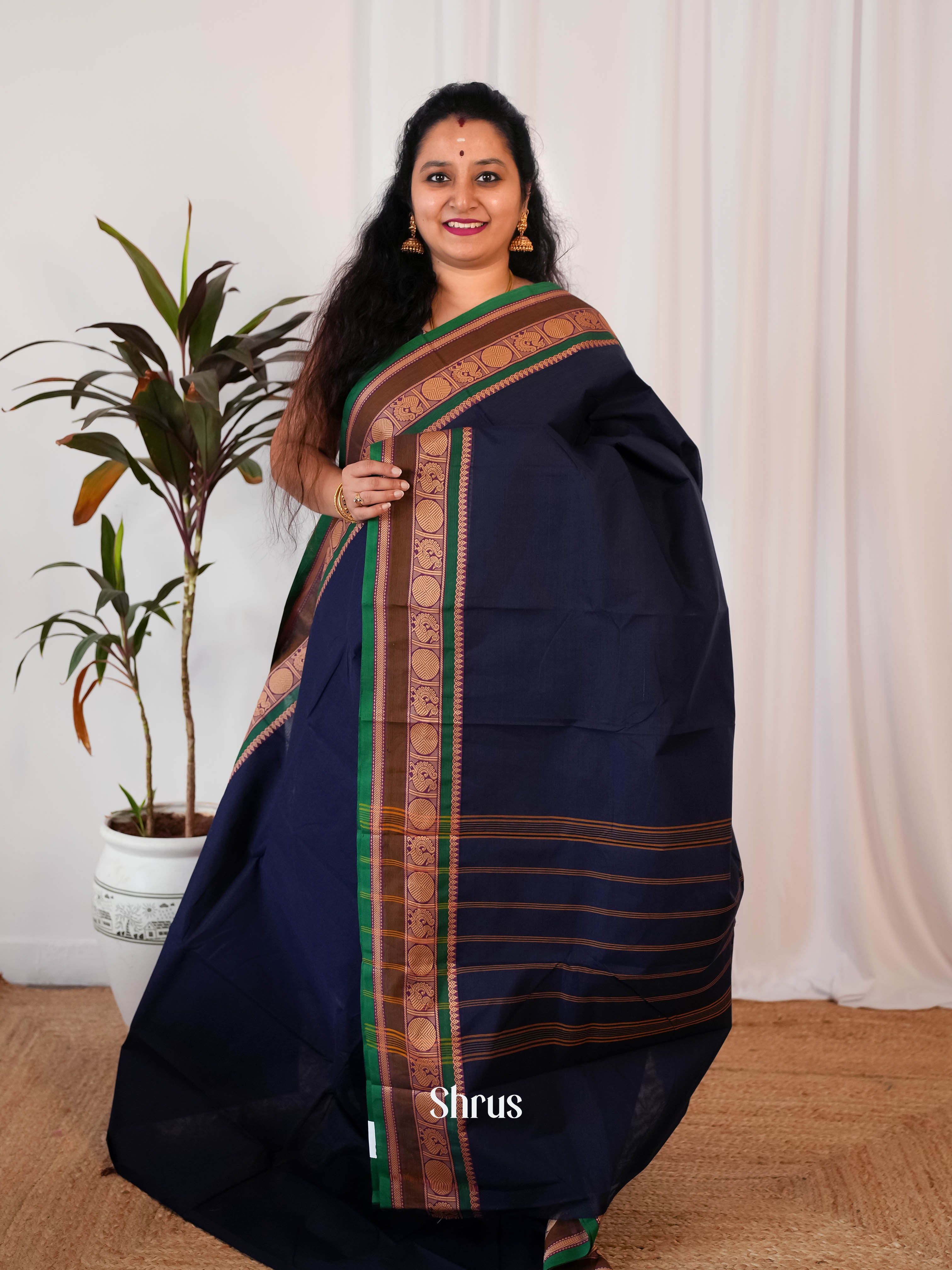 Blue & Green- Chettinad Cotton Saree