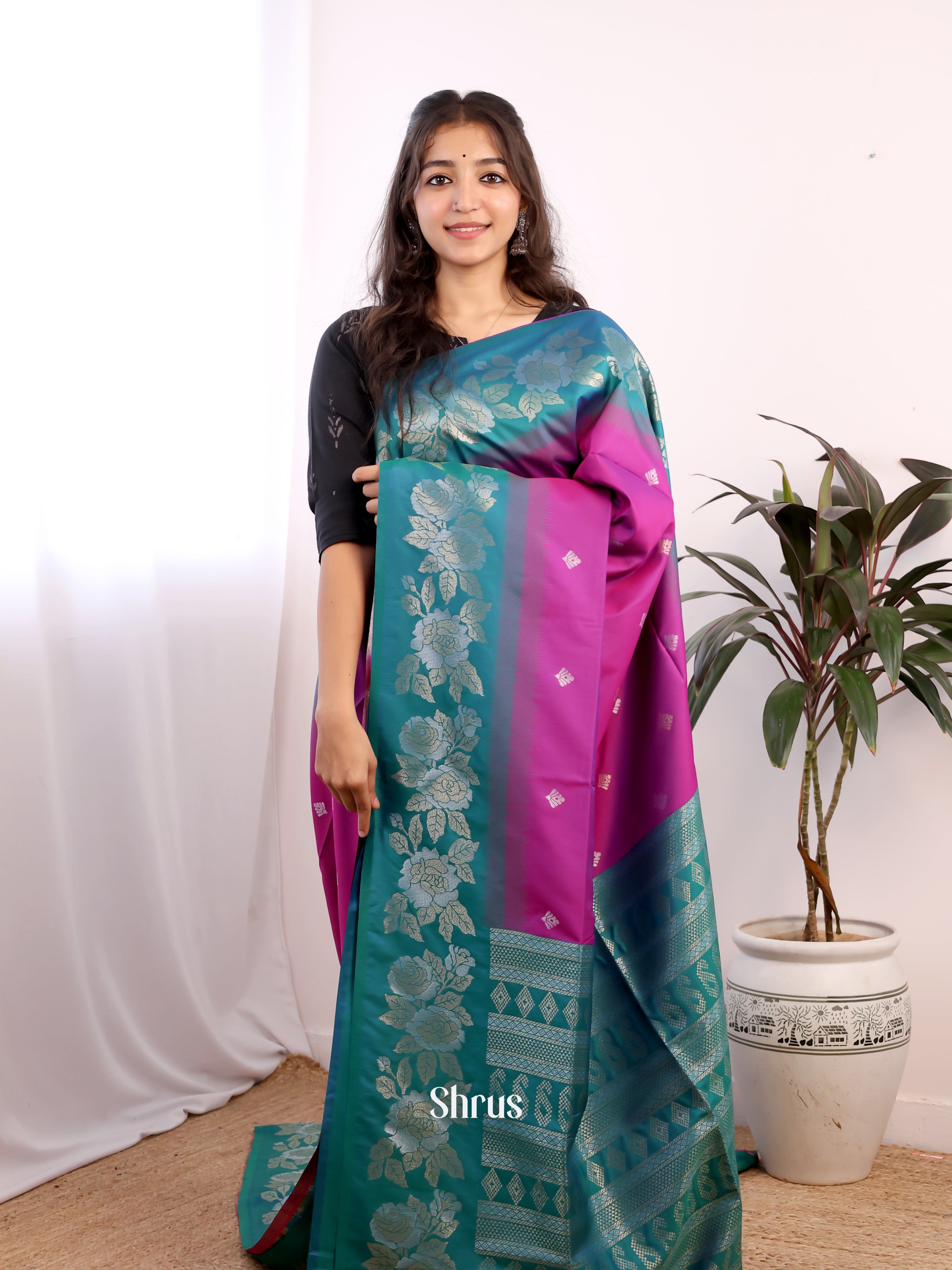 Purple - Semi Softsilk Saree