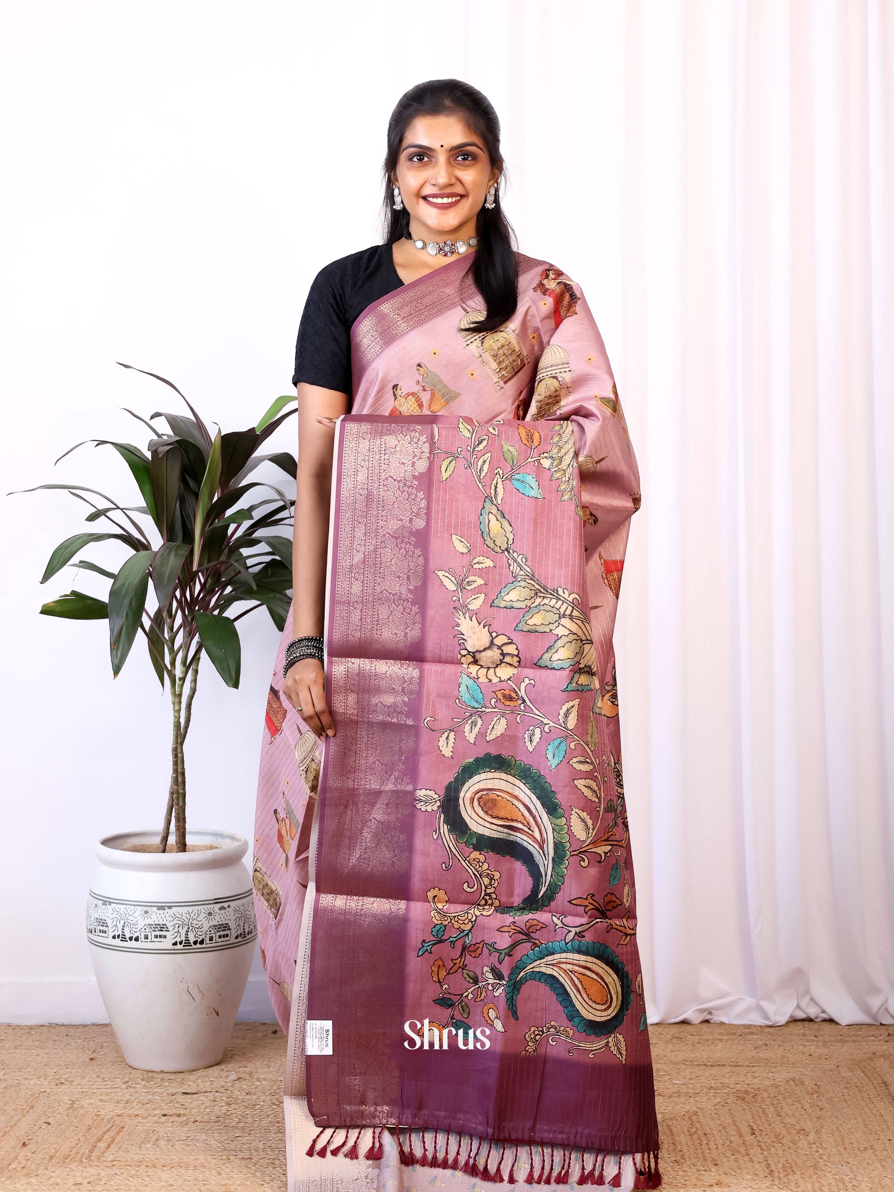 Purple - Semi Dola silk Saree