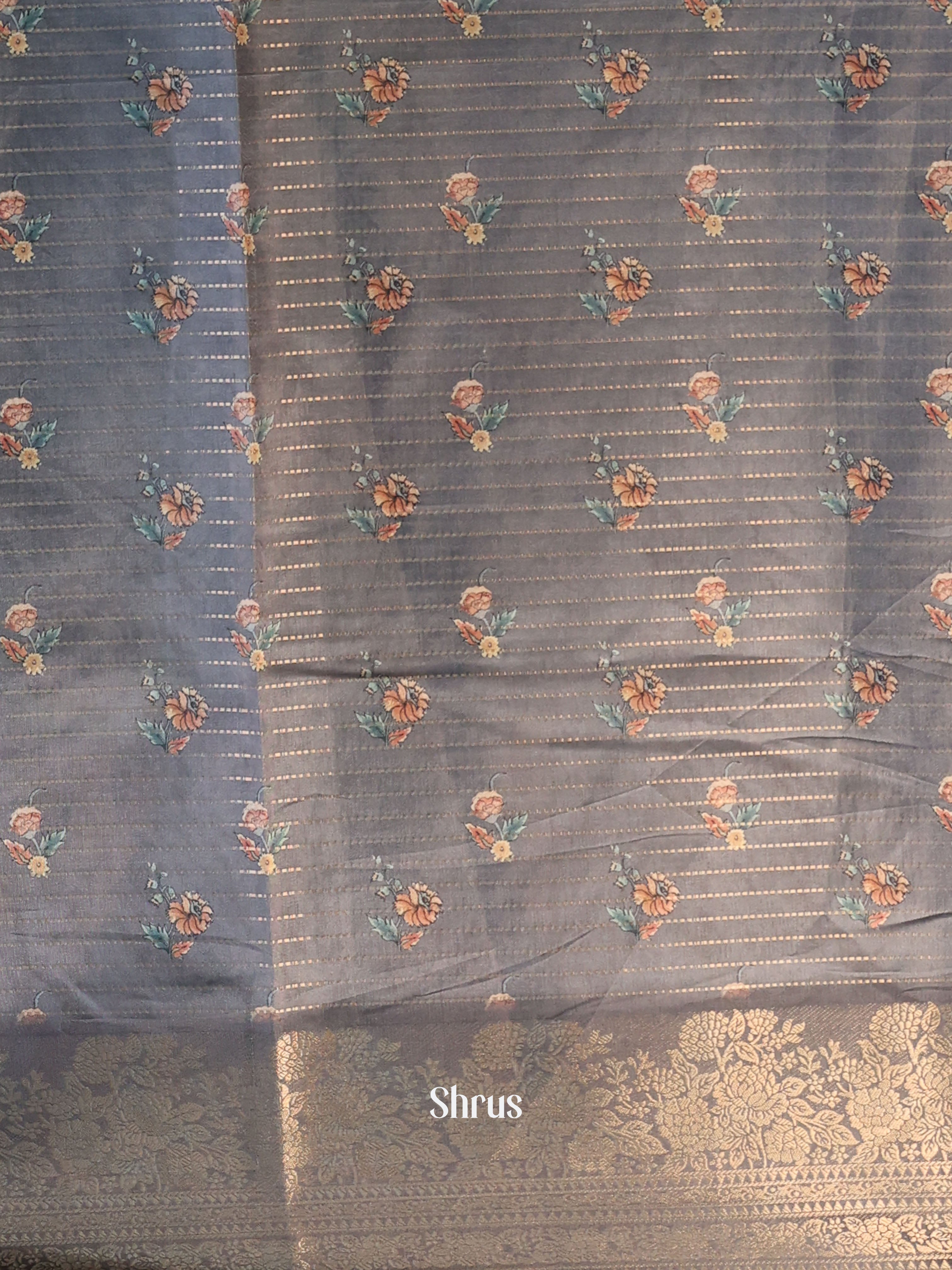 Grey - Semi Dola silk Saree