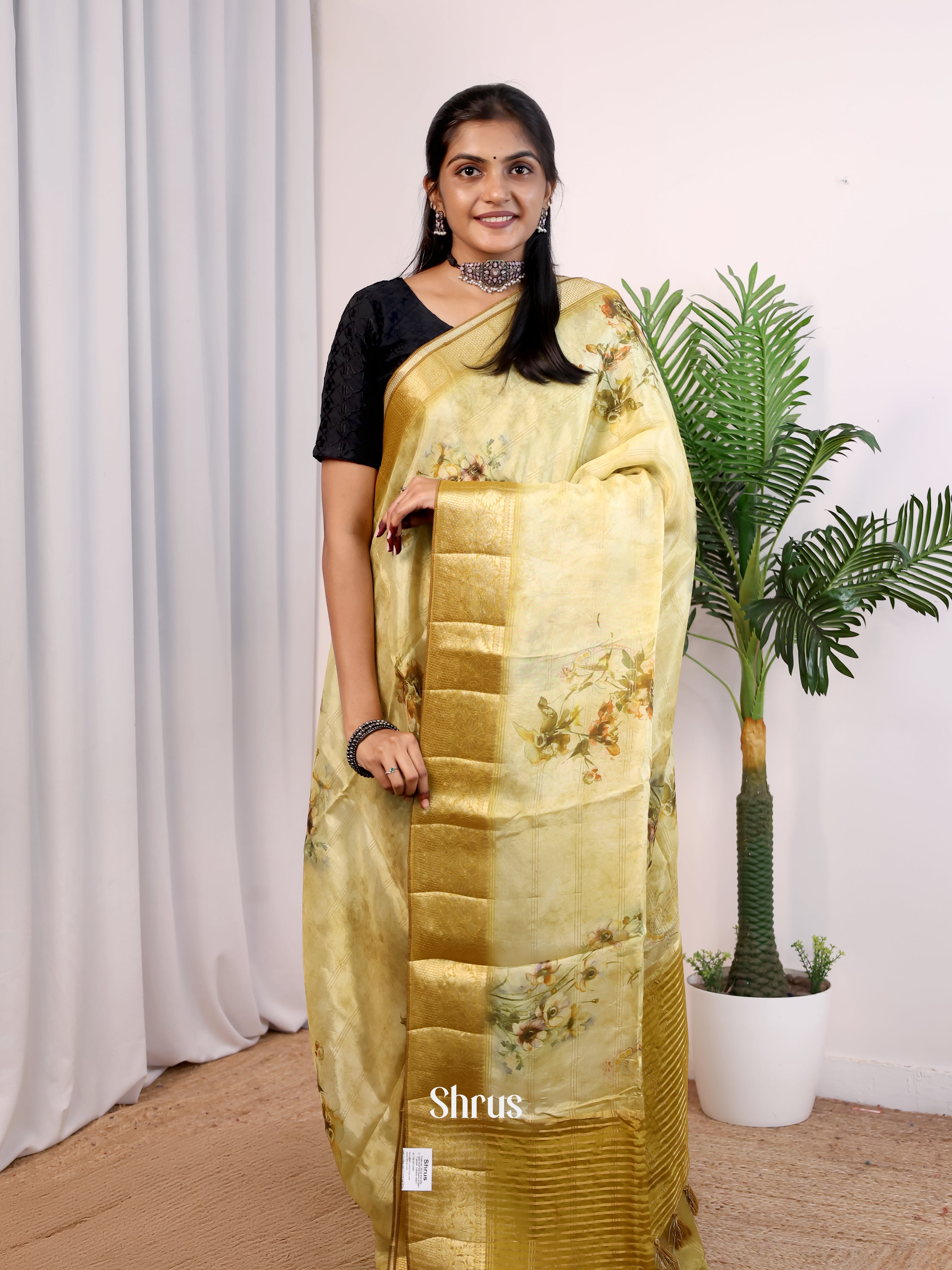 Lite Green & Green - Printed chanderi Saree