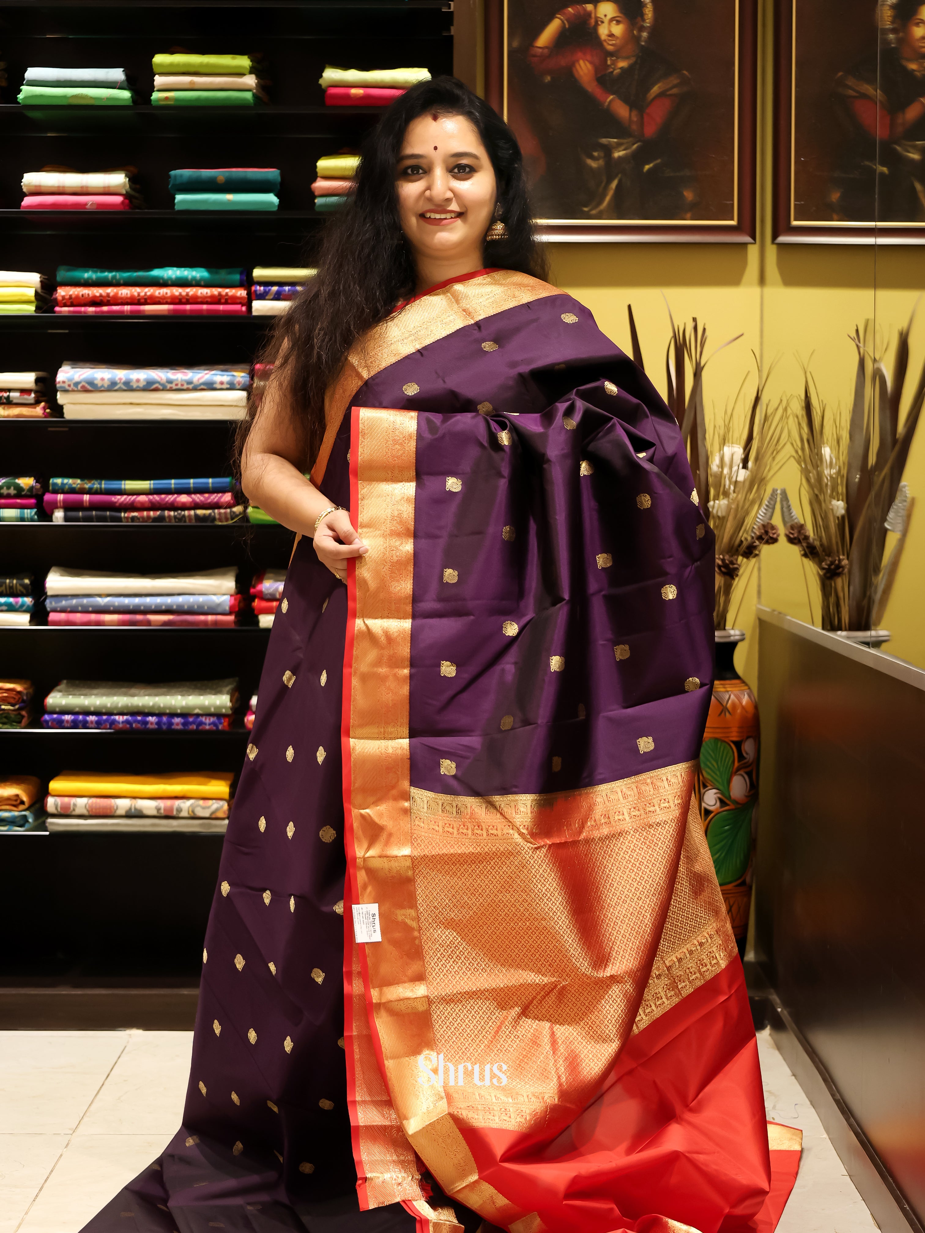 Violet & Red - Kanchipuram silk Saree