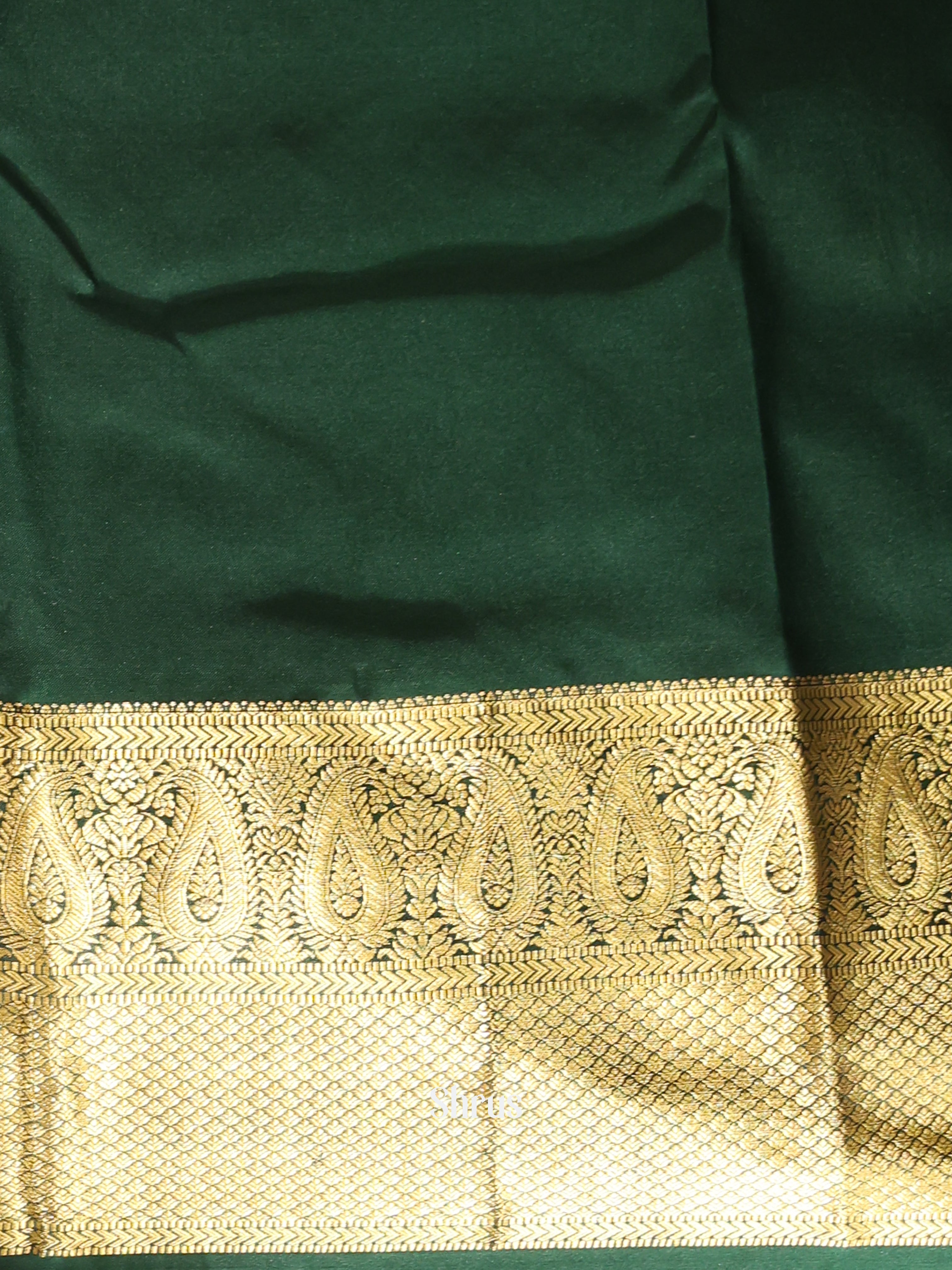 Cream & Green - Kanchipuram silk Saree