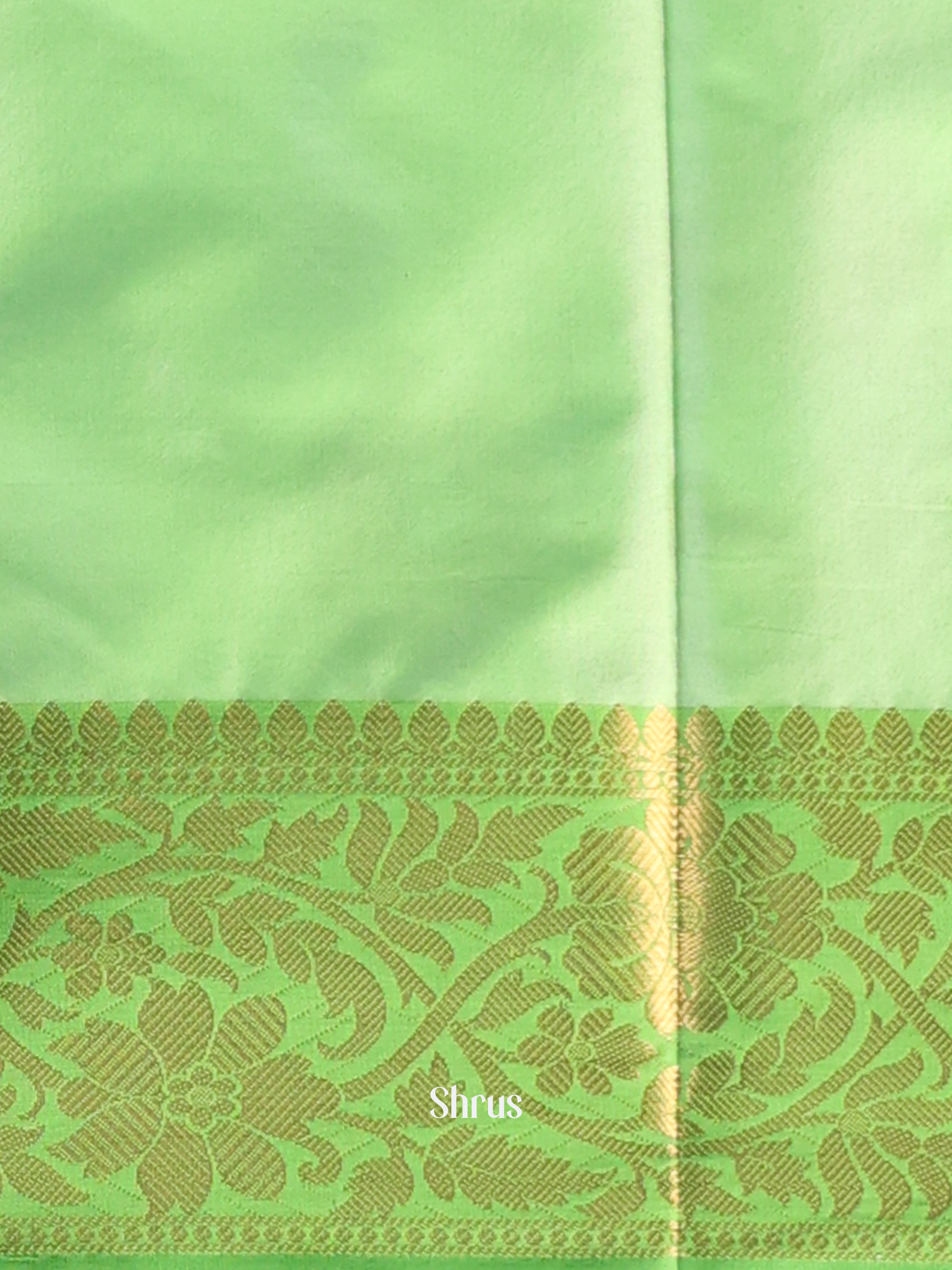 Purple  & Pista Green - Semi Ikkat Saree