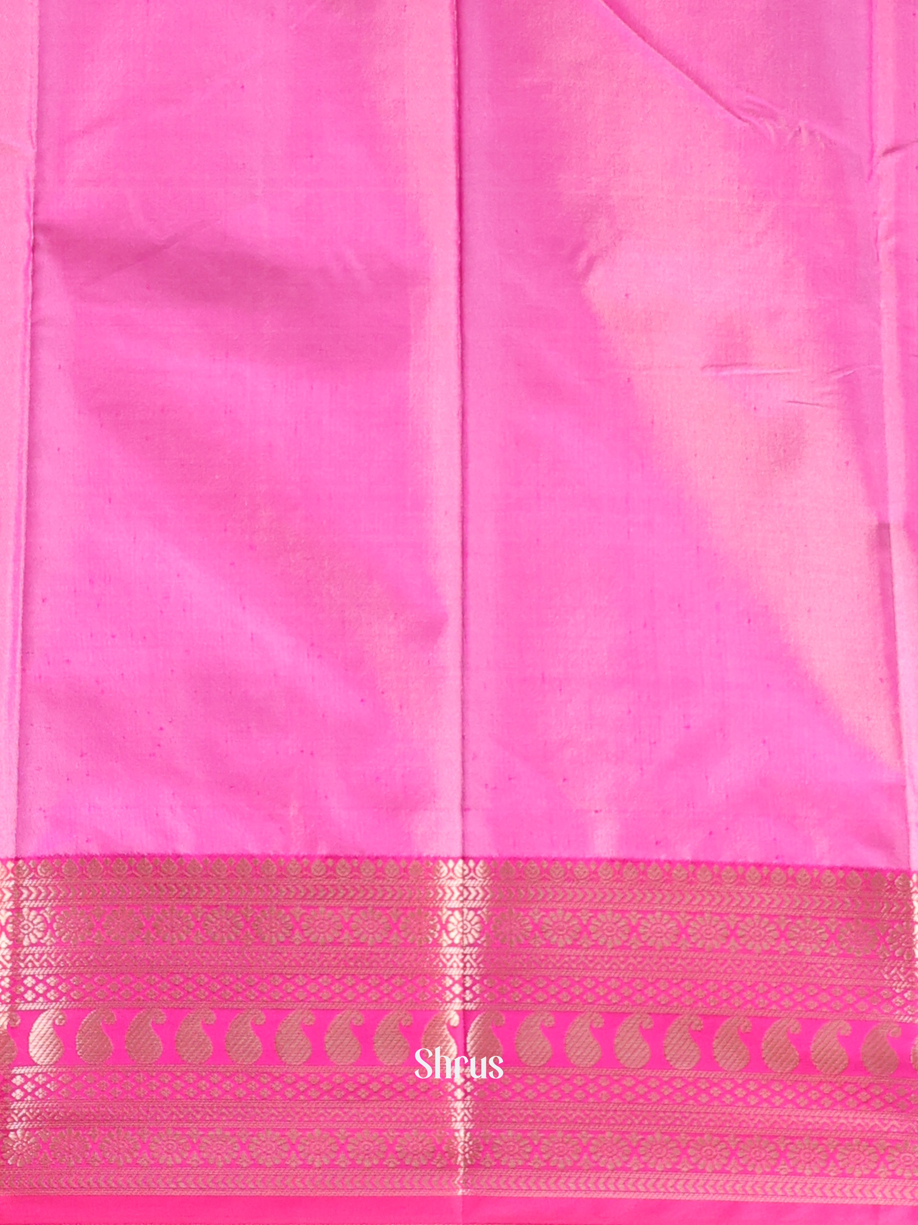 Pale Yellow & Pink- Semi Ikkat Saree