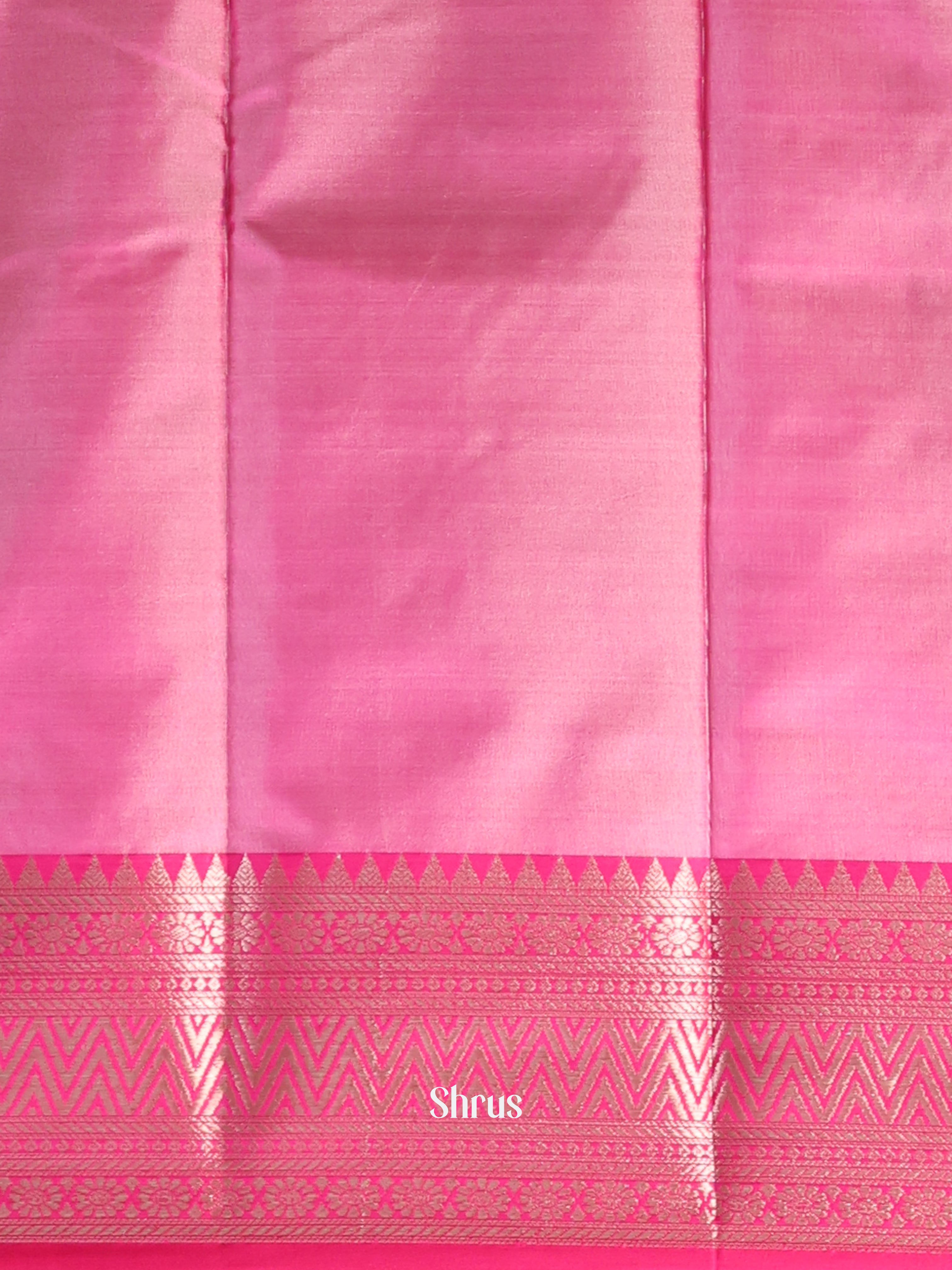 Yellowish Green &  Pink - Semi Ikkat Saree