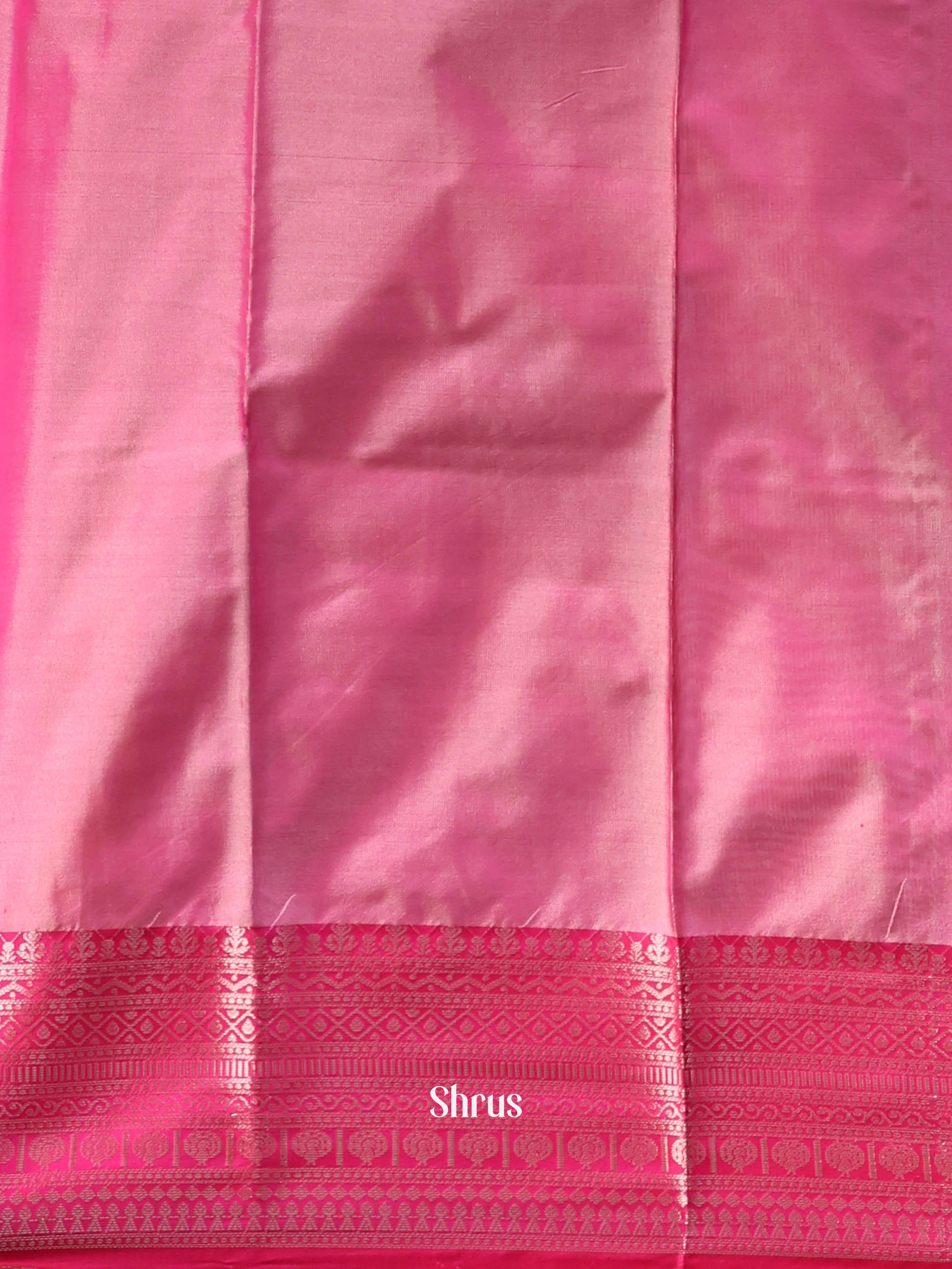 Lime green & Pink - Semi Ikkat Saree