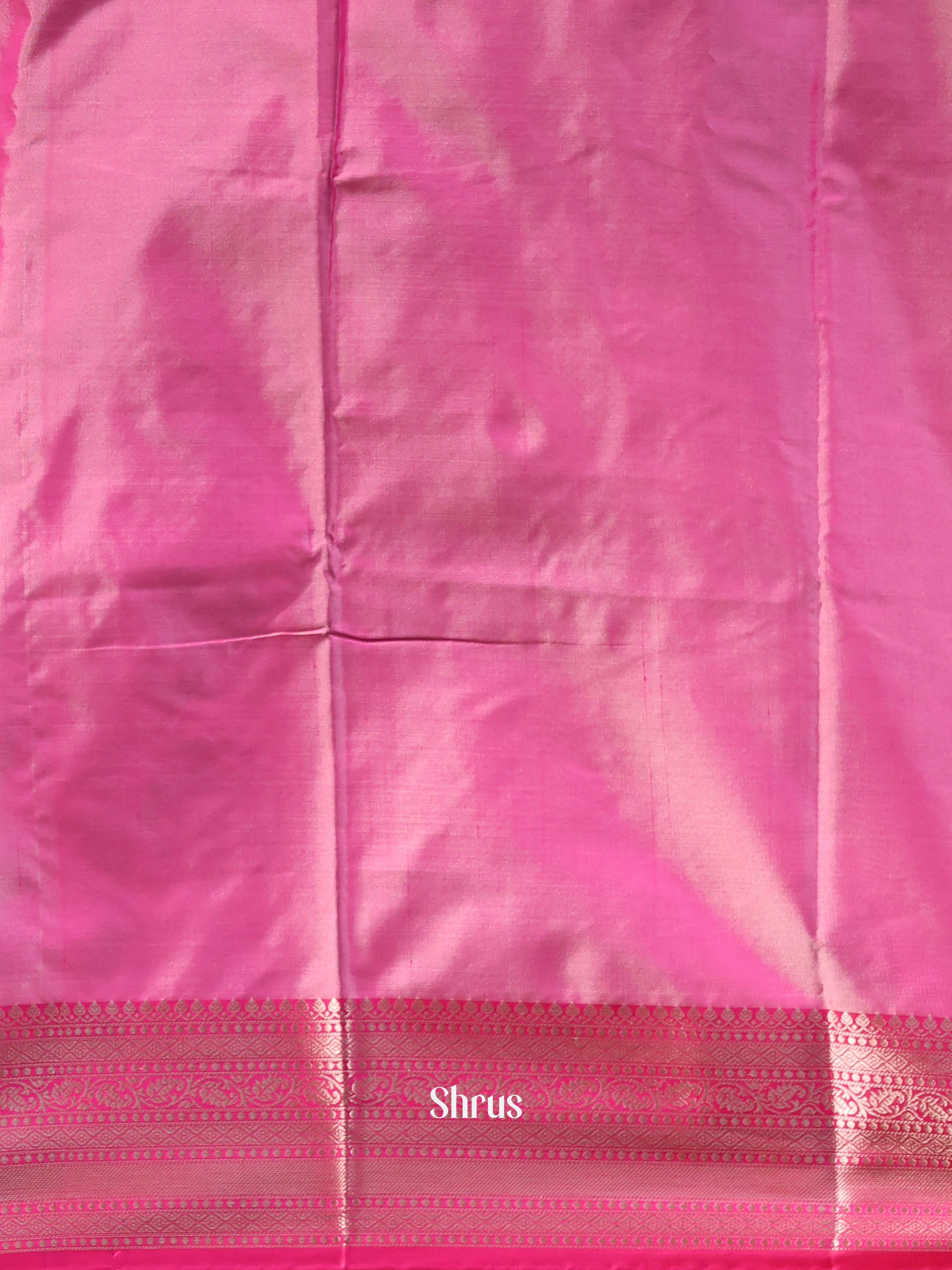 Cream & Pink - Semi Ikkat Saree