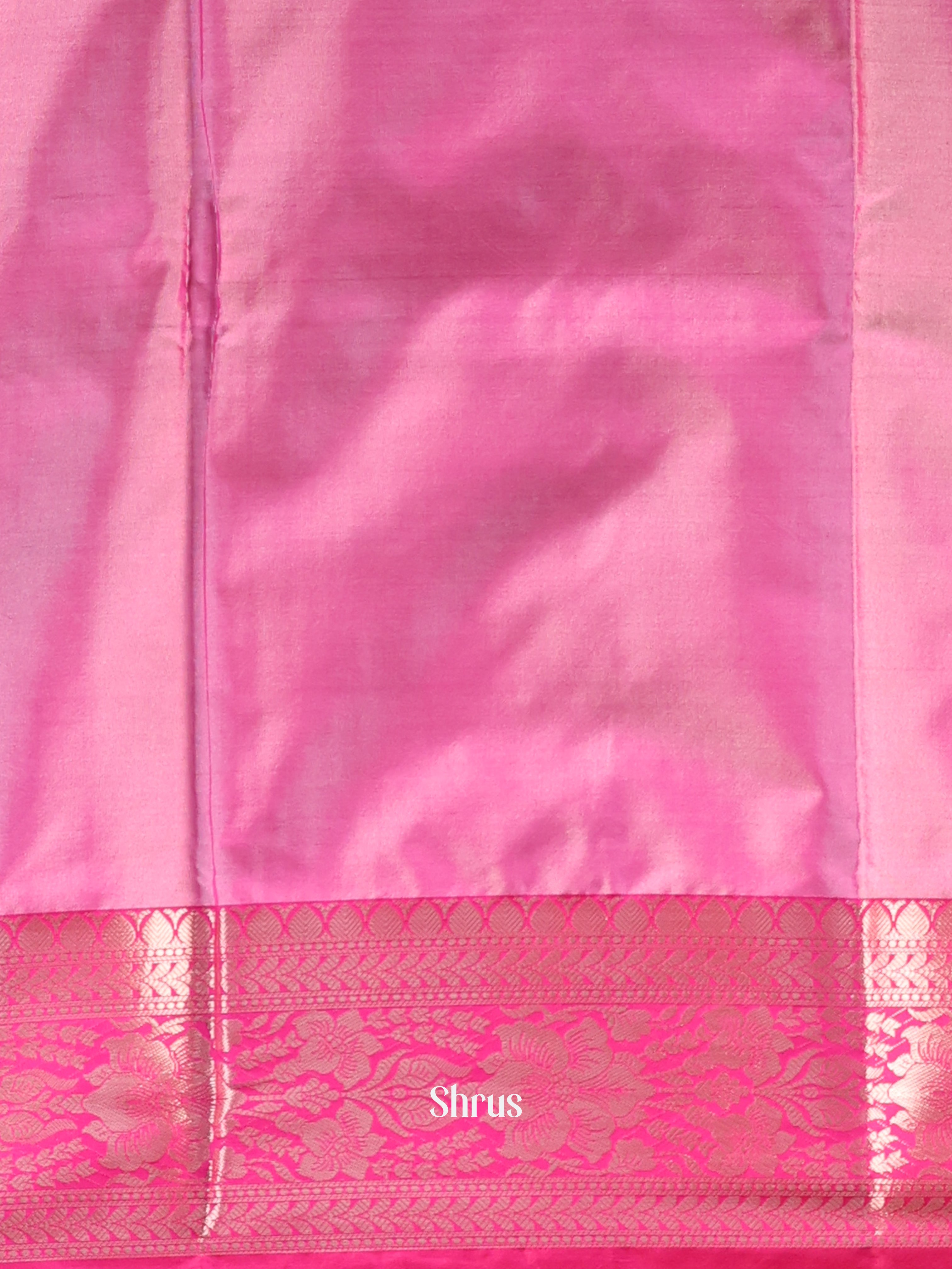 Grey & Pink  - Semi Ikkat Saree