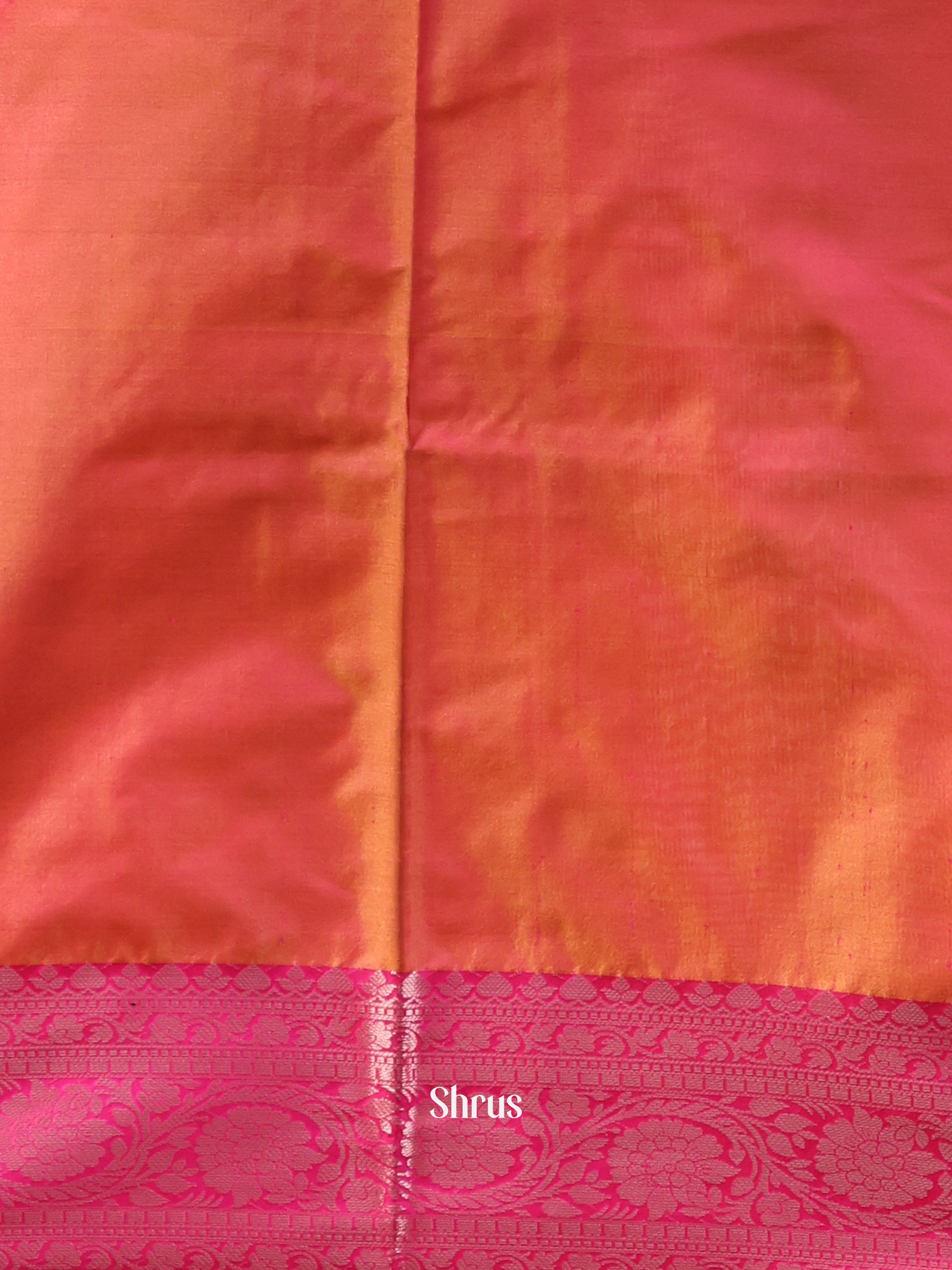 Orange &  Pink- Semi Ikkat Saree