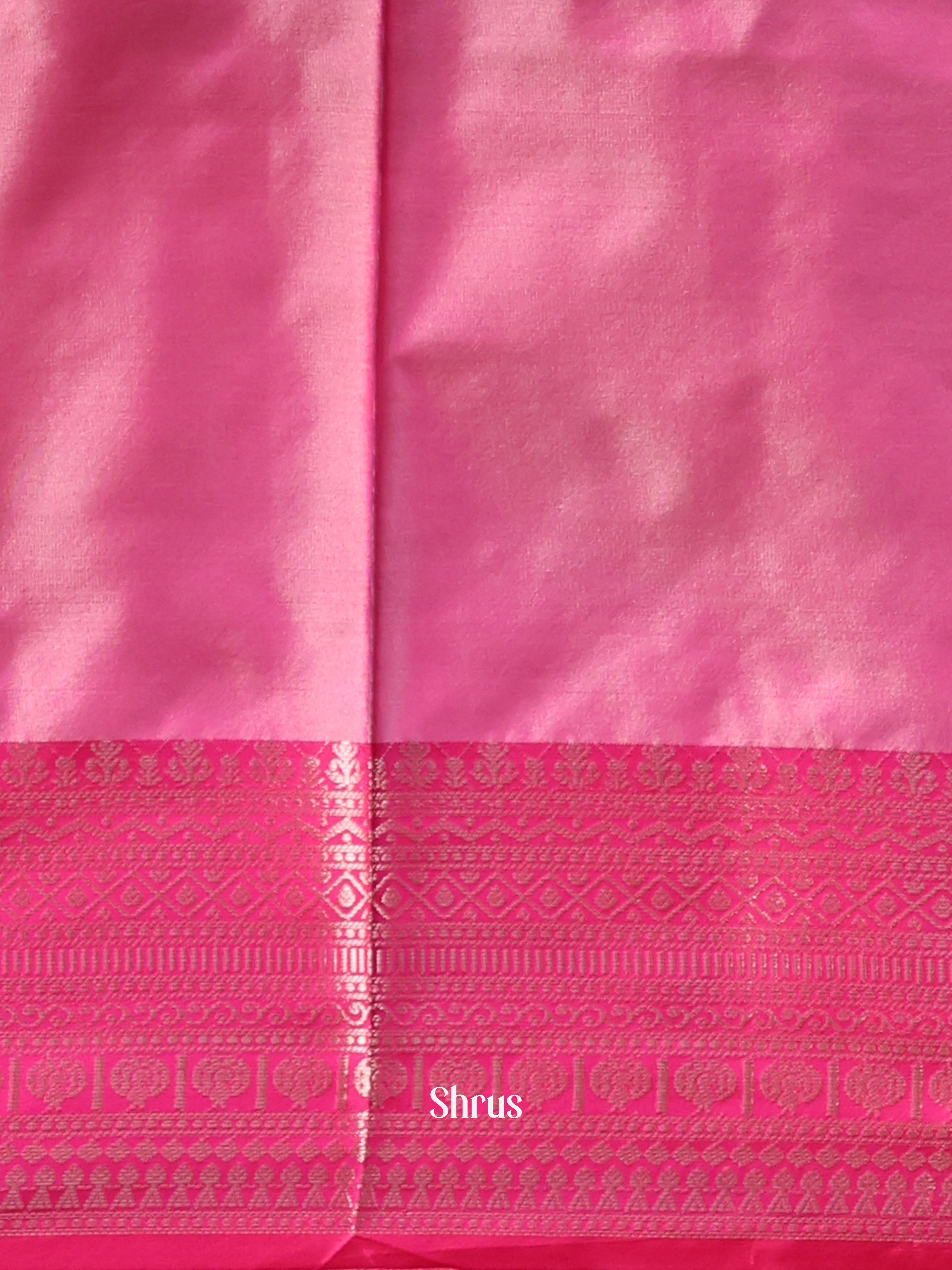 Cream & Pink - Semi Ikkat Saree