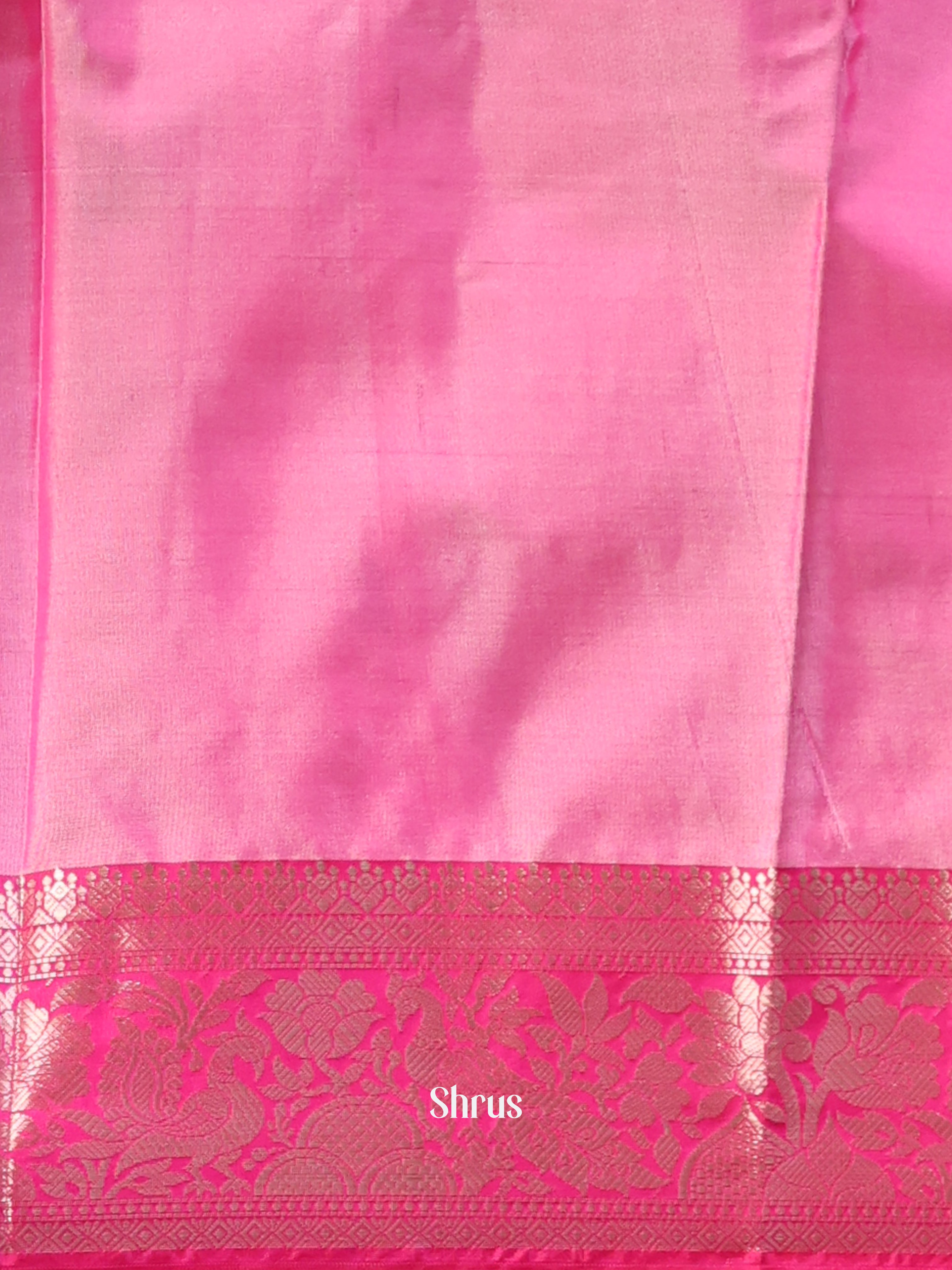 Cream & Pink- Semi Ikkat Saree