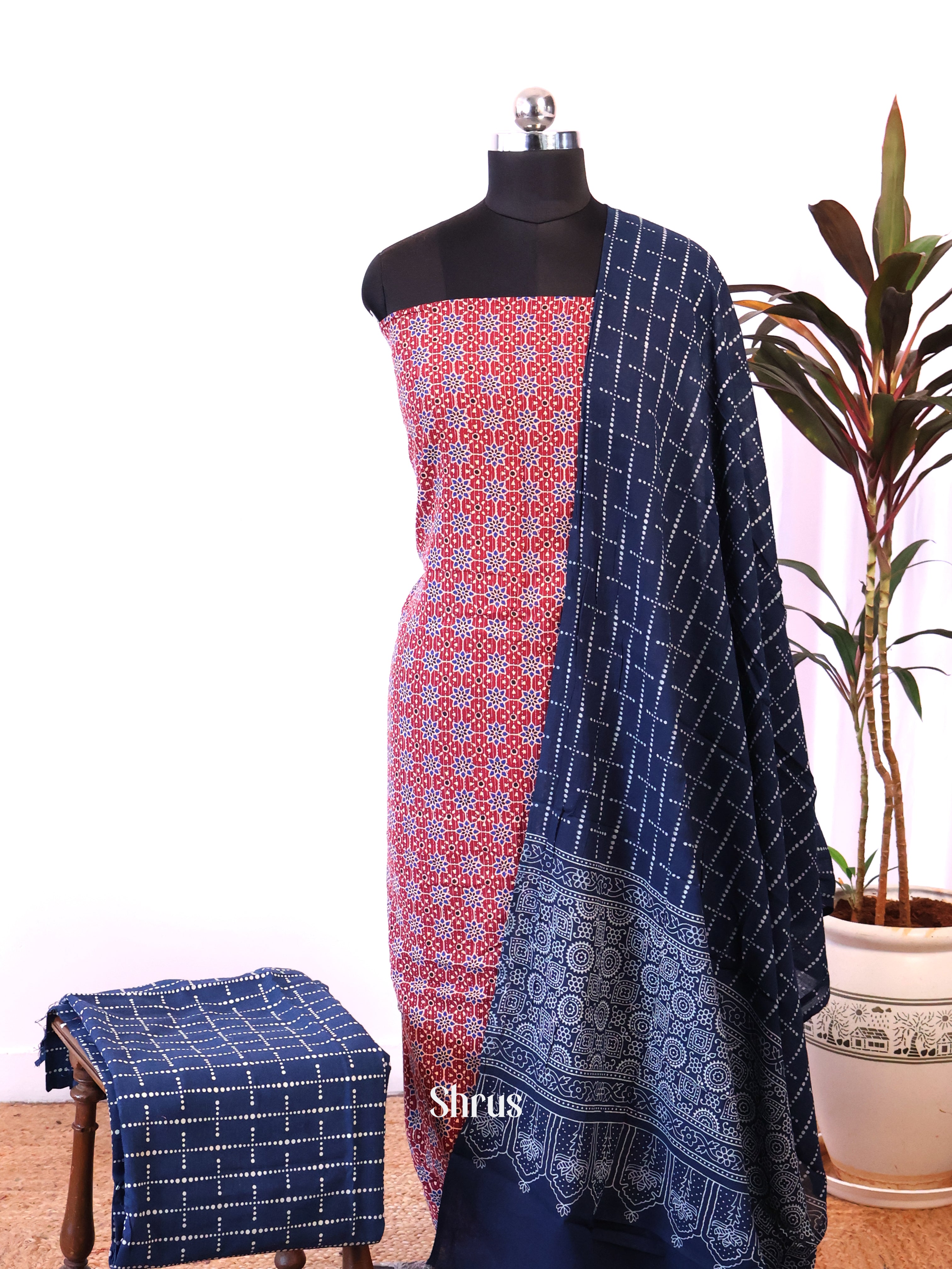 Red & Blue- Ajrakh Salwar