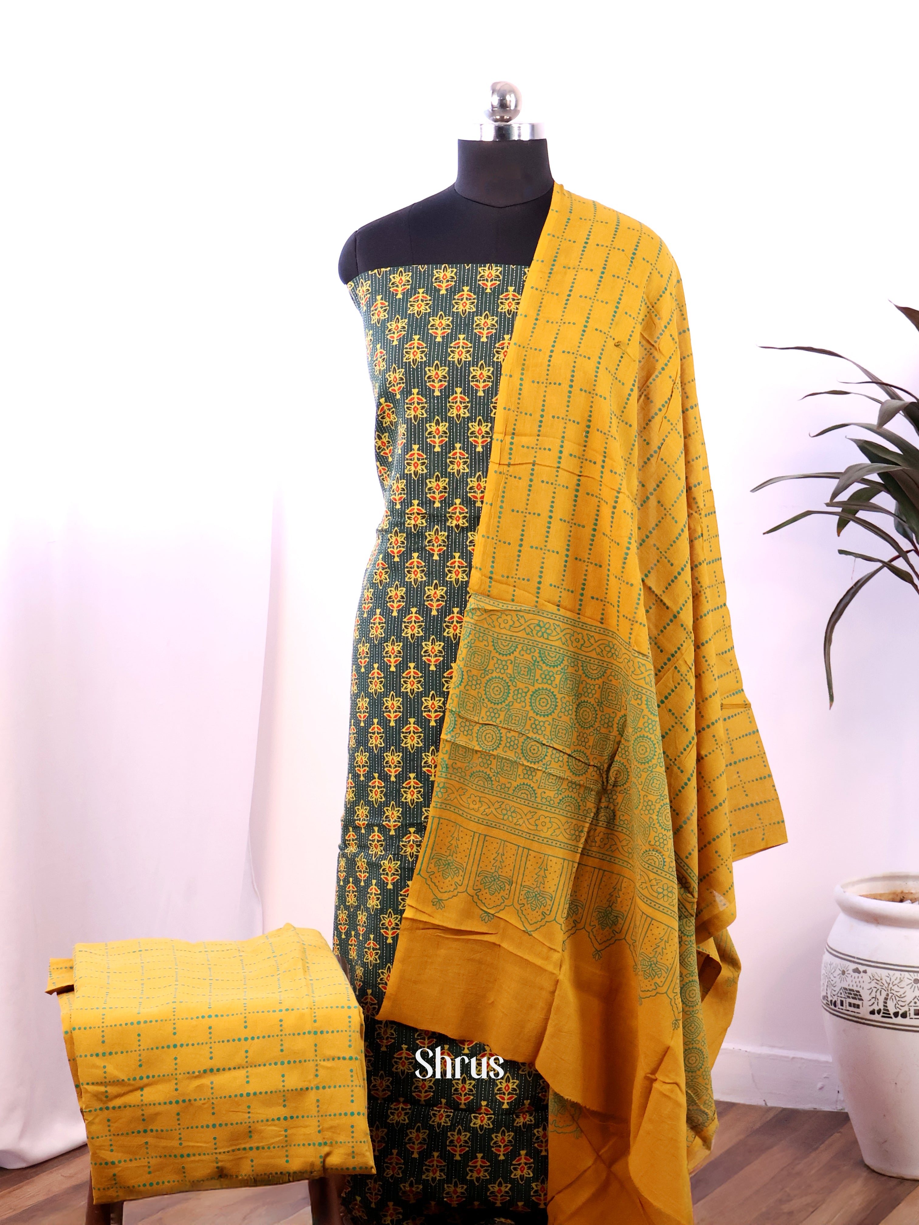 Green & Yellow - Ajrakh Salwar