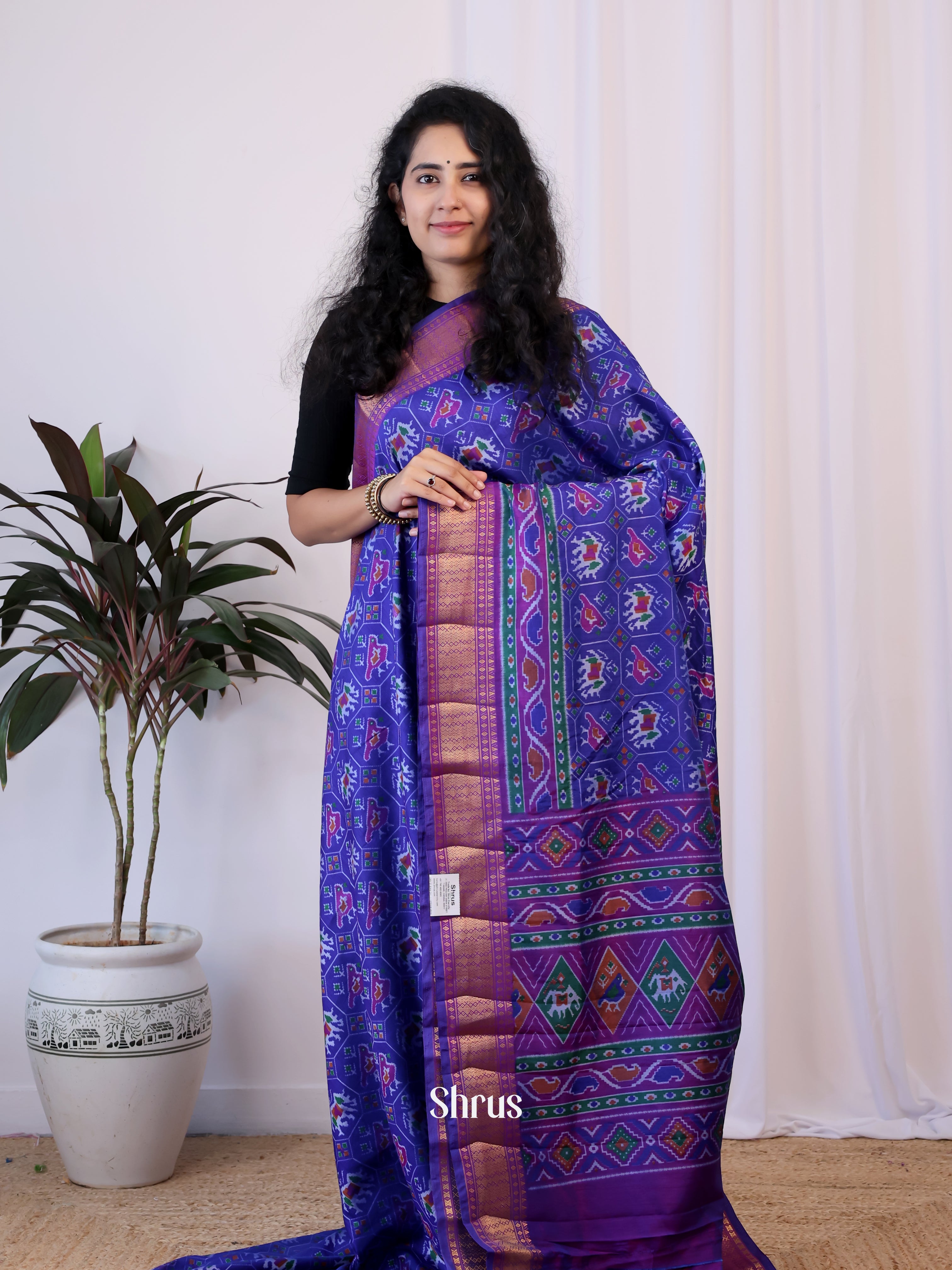 Blue &  Purple - Semi Patola Saree