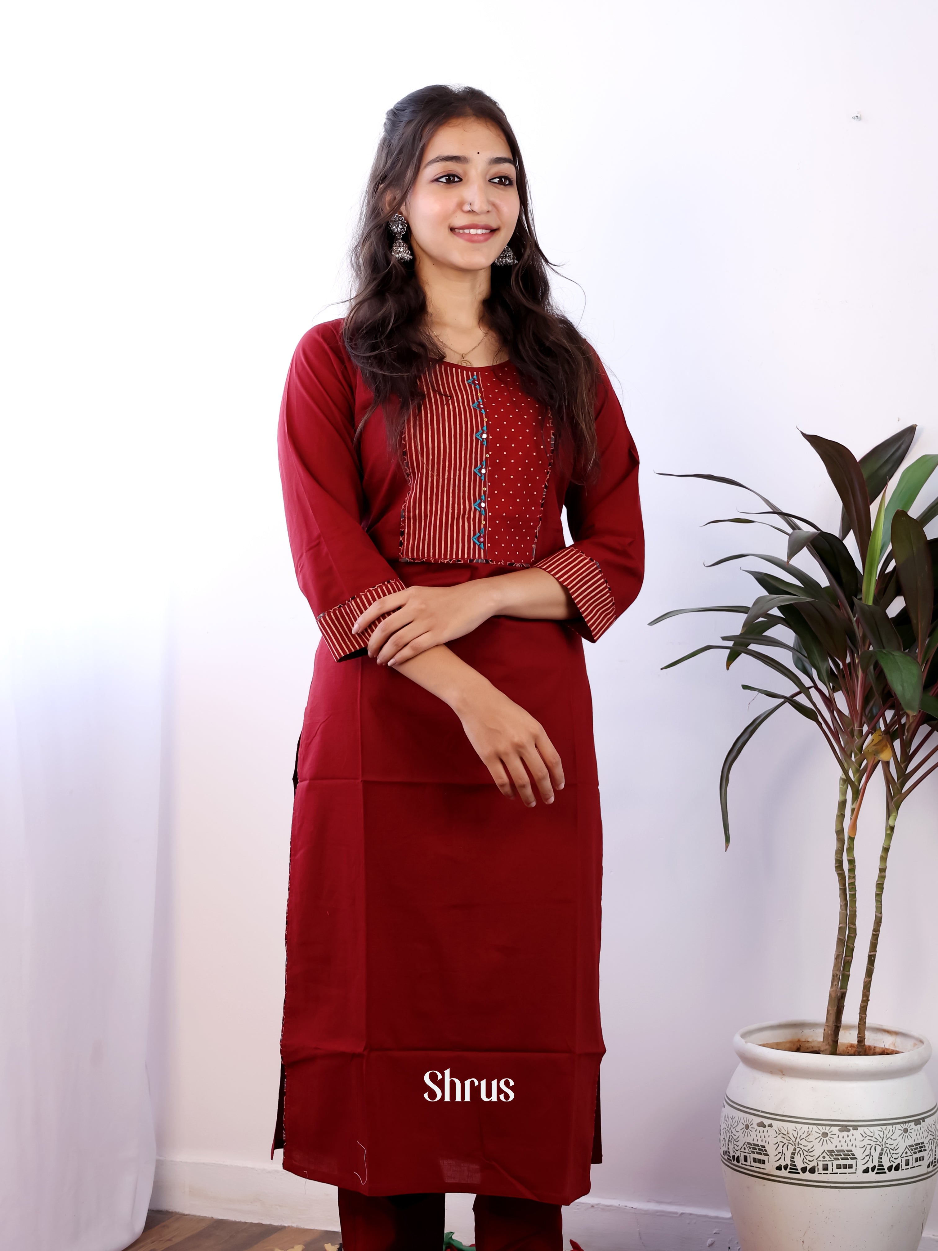 Maroon -2pc  Readymade Suits