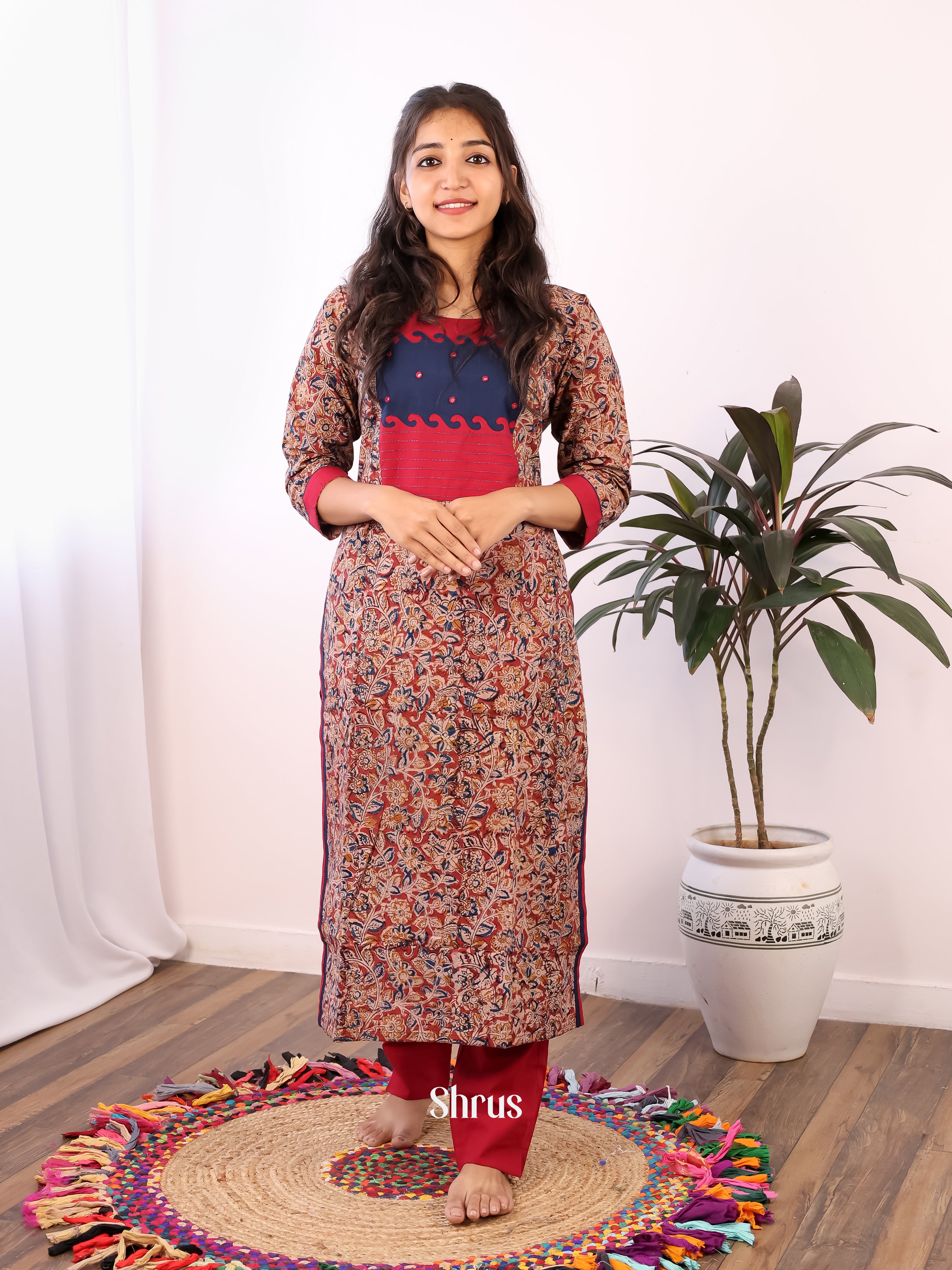 Maroon - 2pc Cotton Readymade Suits