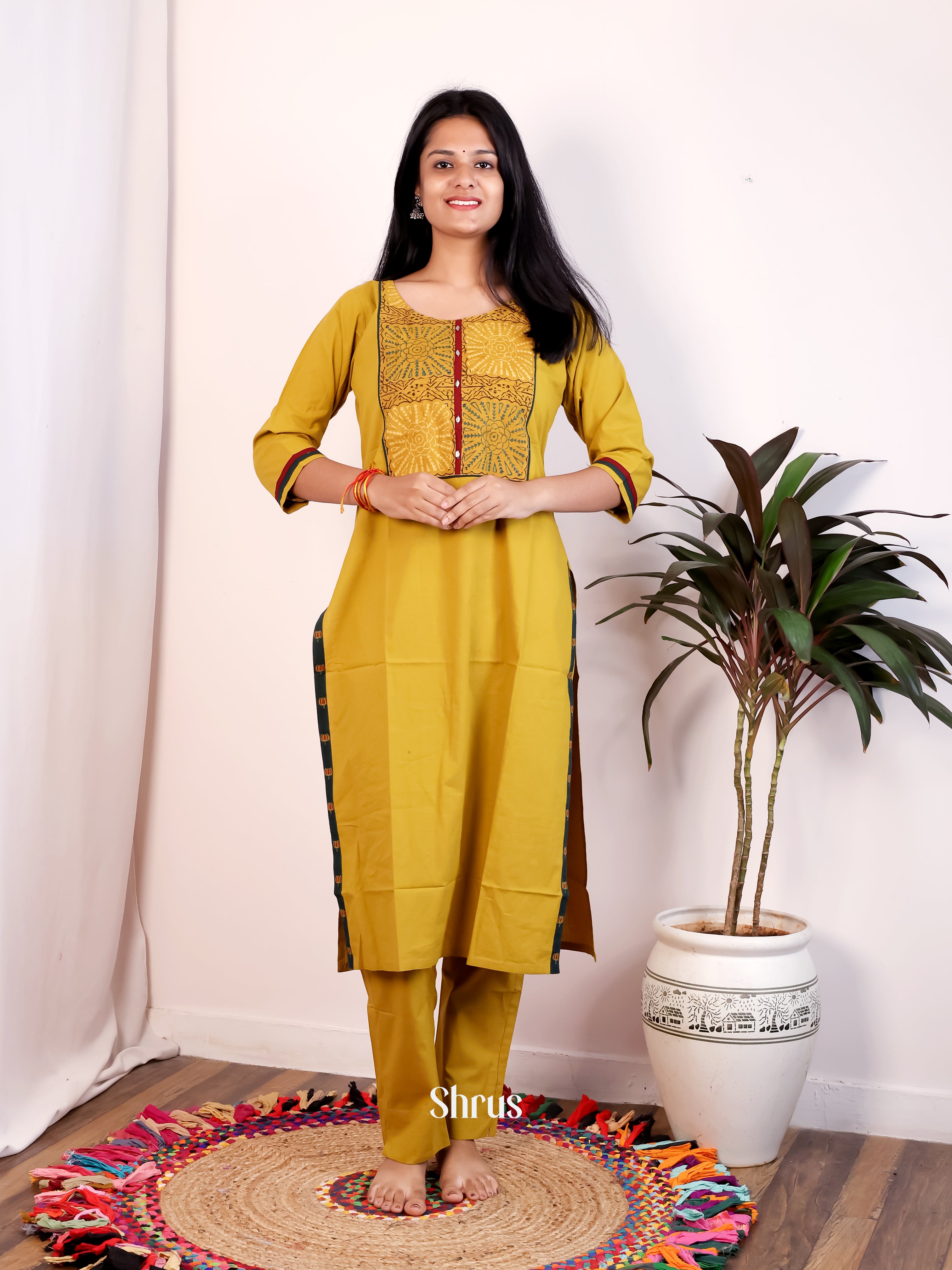 Mustard  -2pc  Readymade Suits