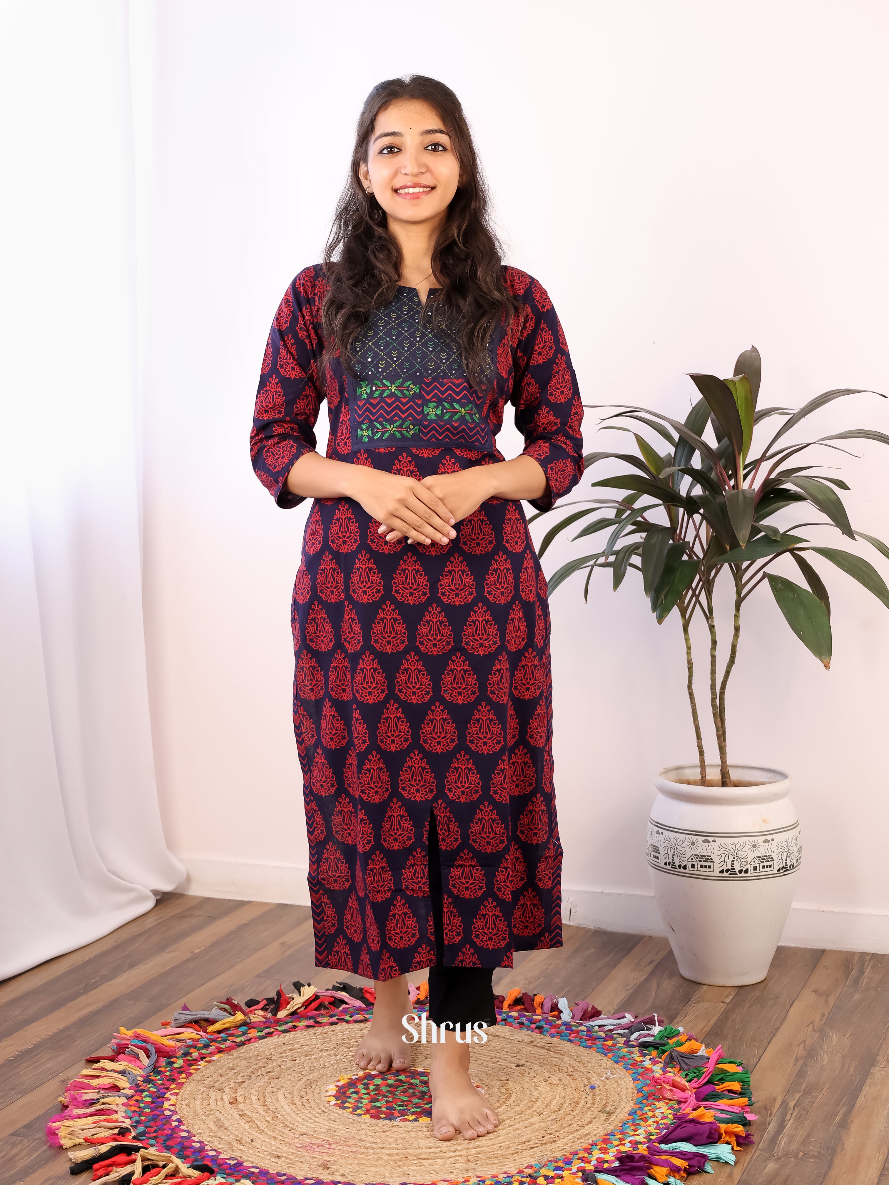 Blue & Red  - Readymade kurti