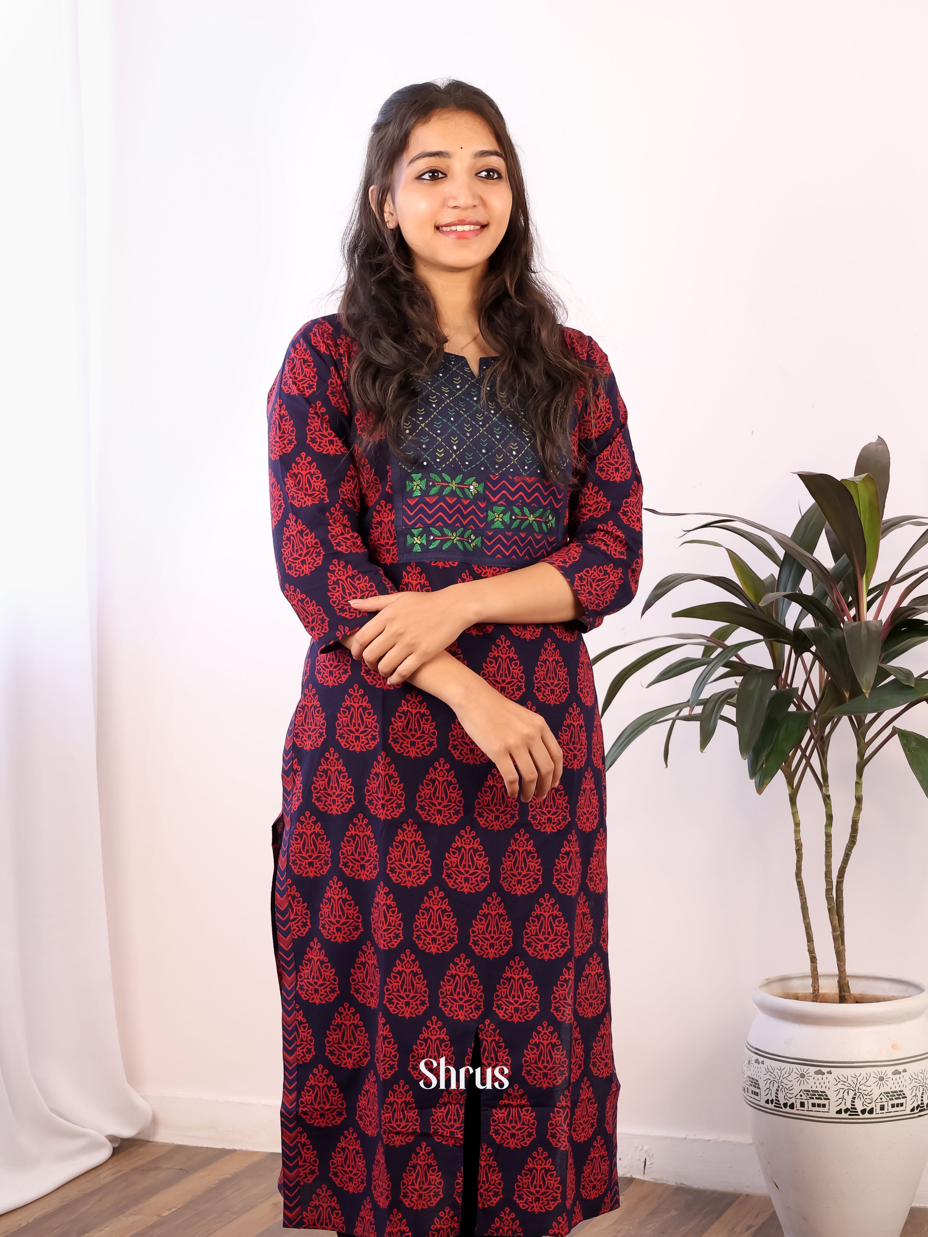 Blue & Red  - Readymade kurti