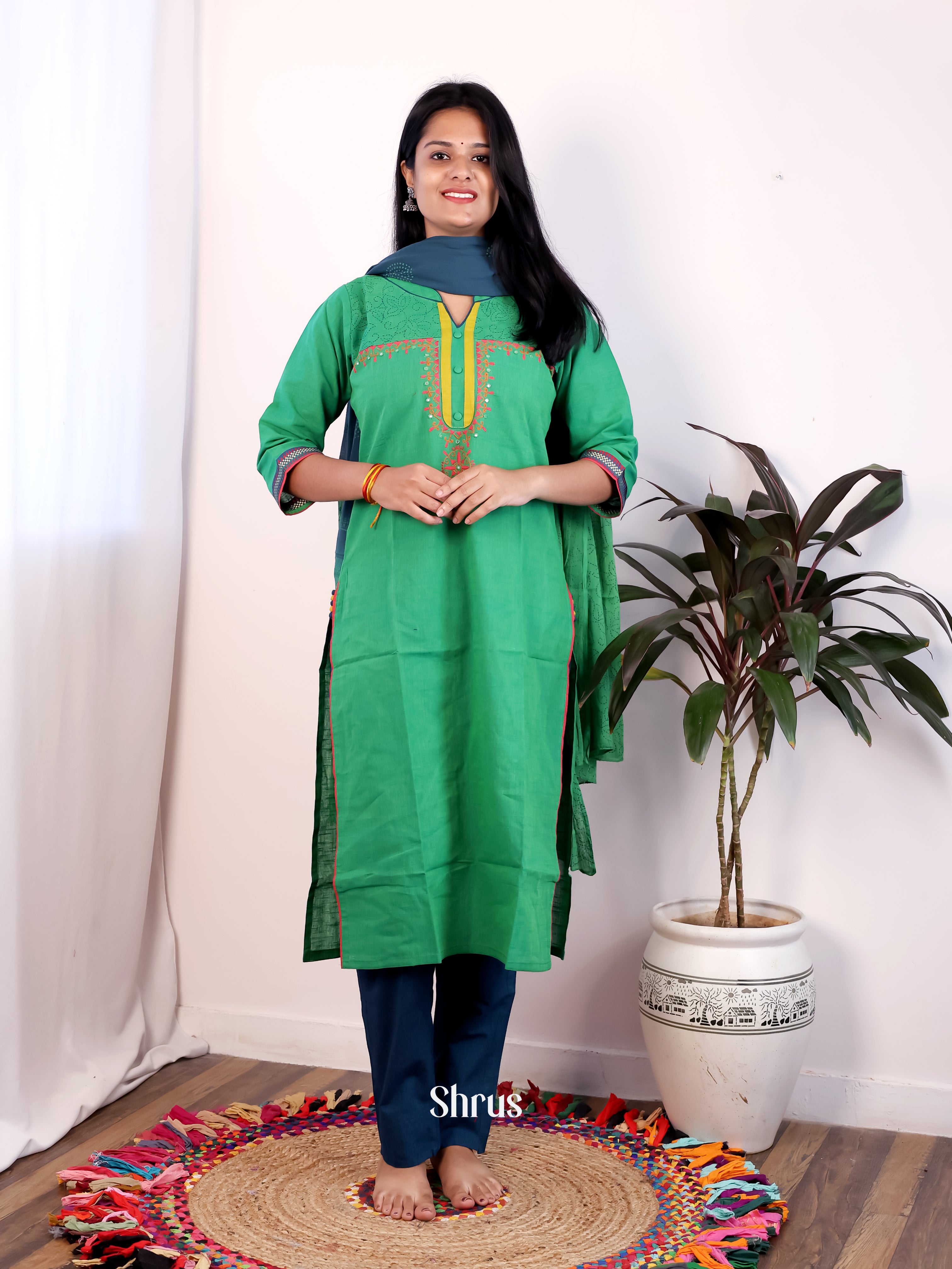 Green & Blue - 3pc Readymade Suits