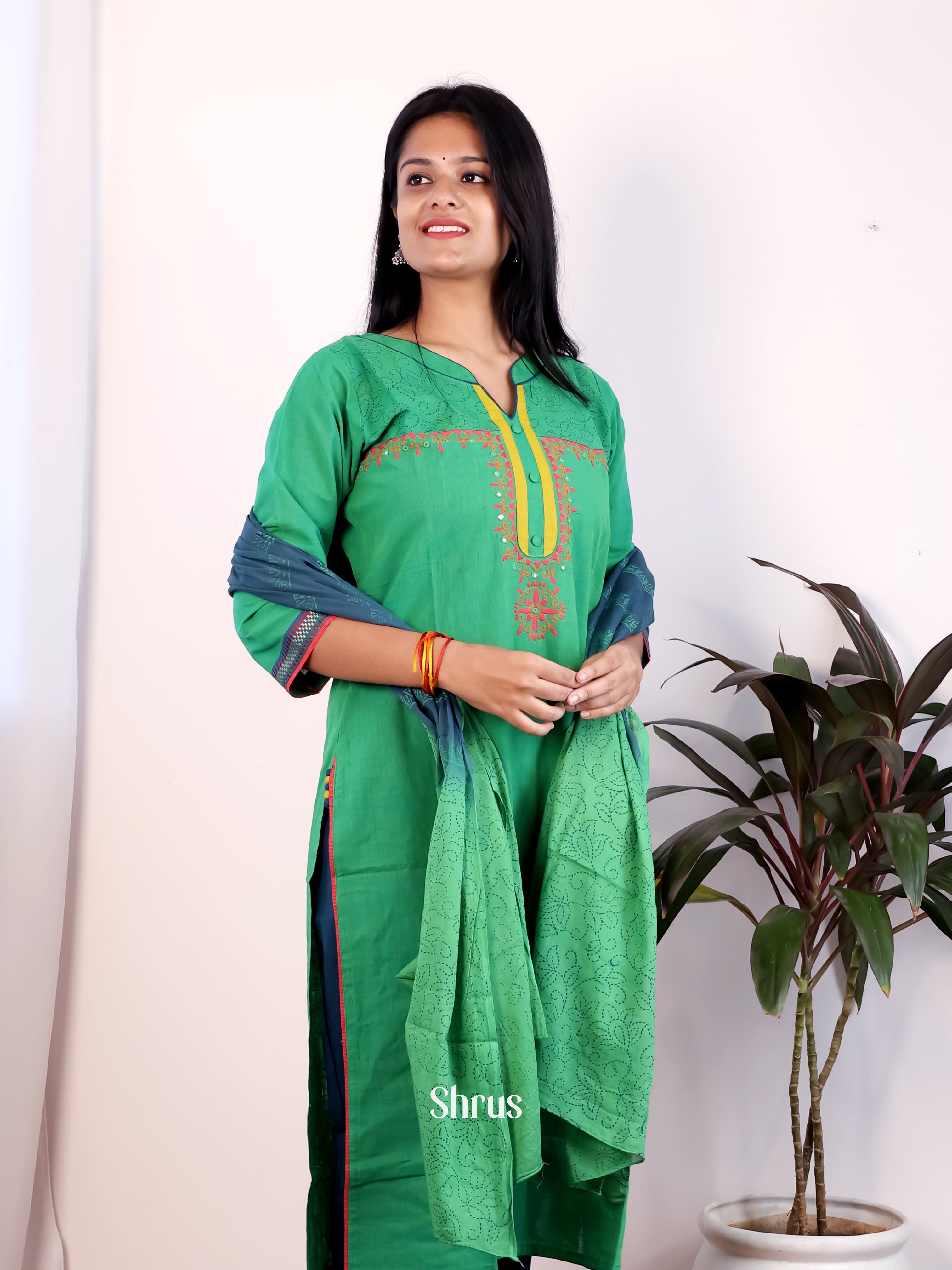 Green & Blue - 3pc Readymade Suits