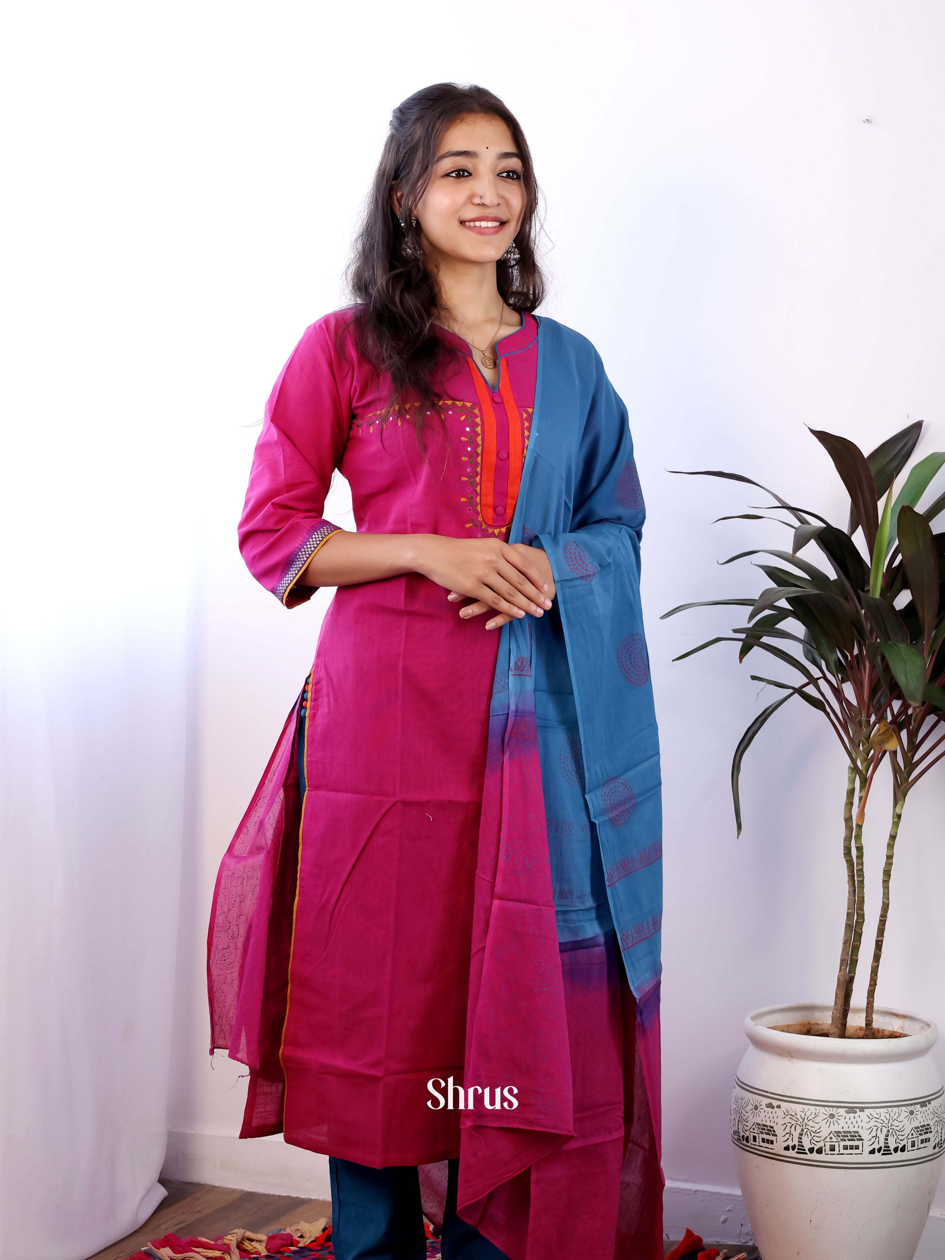 Pink & Blue - 3pc Readymade Suits