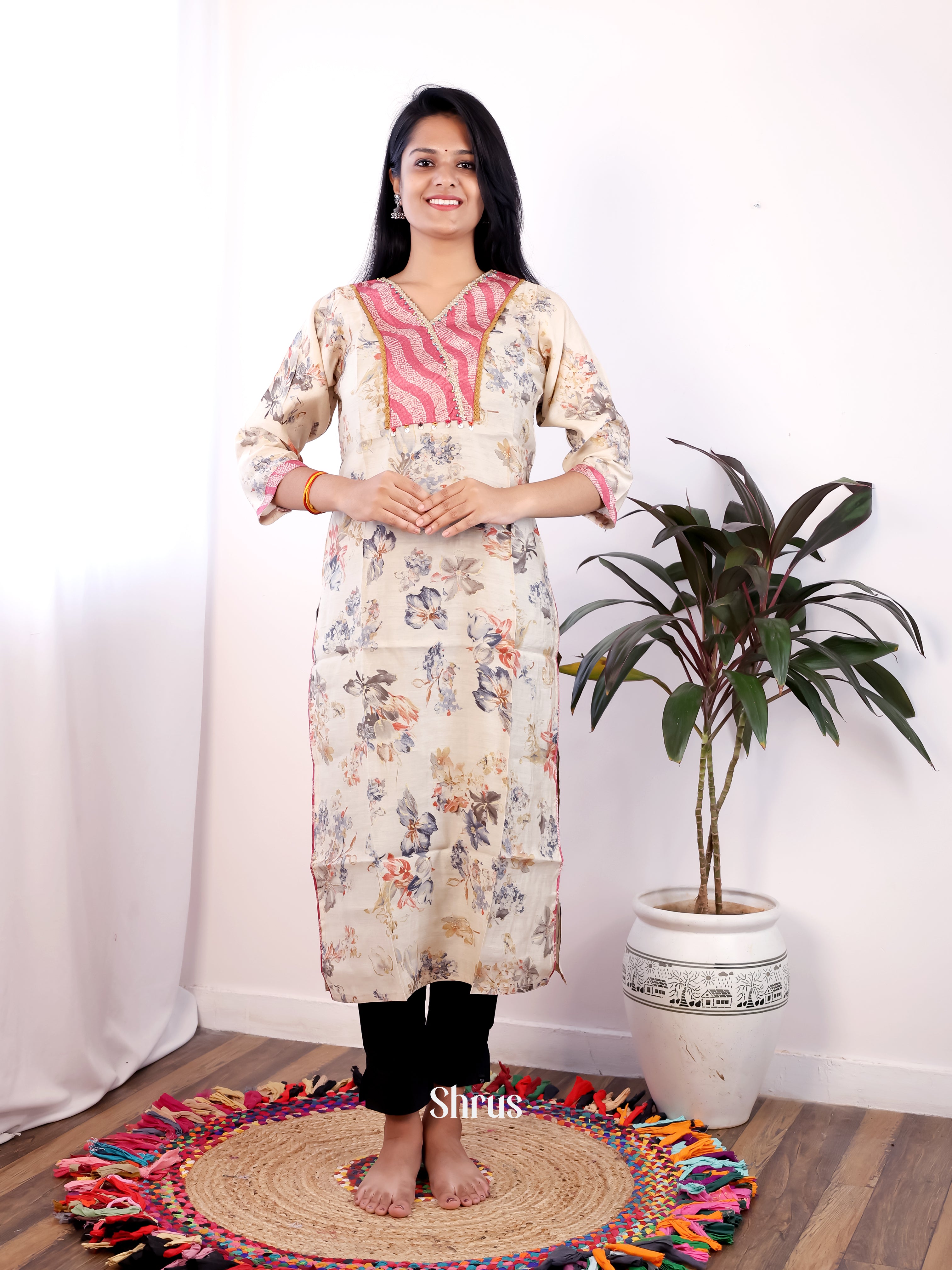 Cream - Readymade Kurti