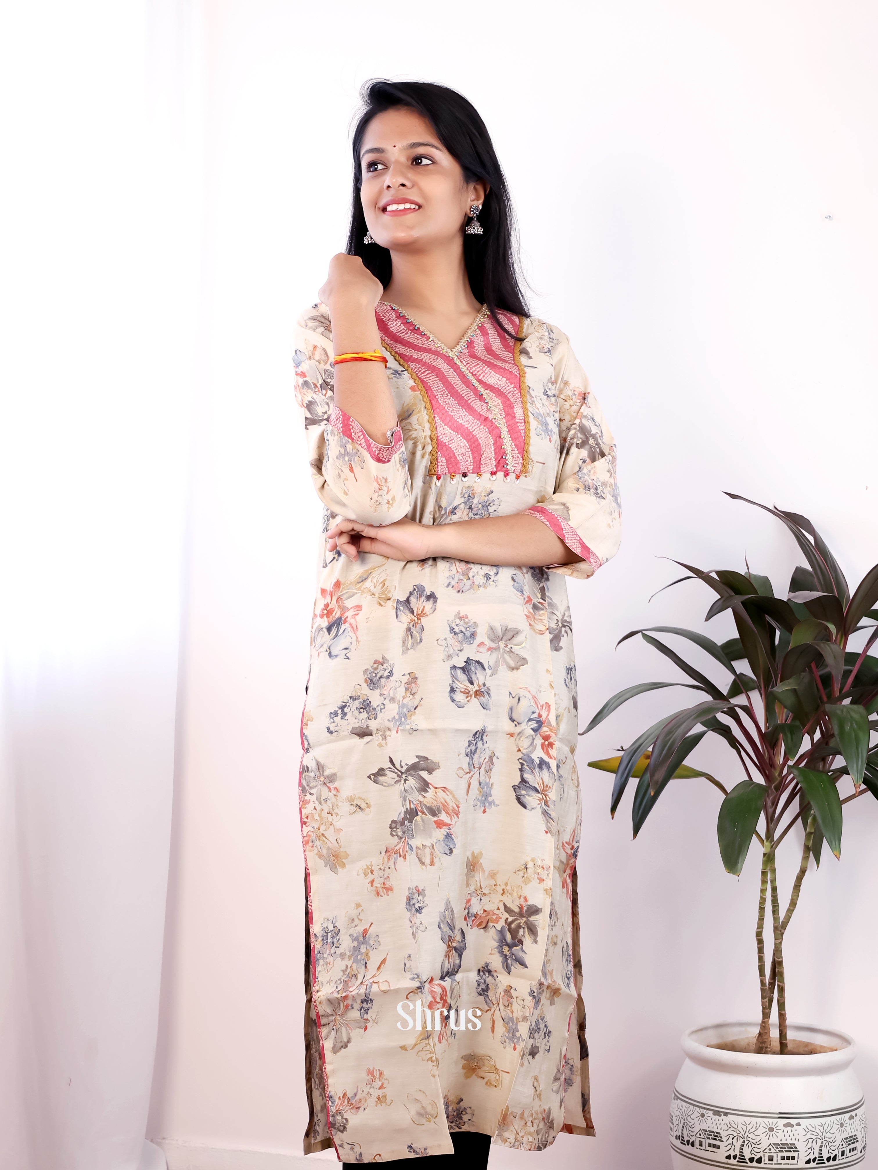 Cream - Readymade Kurti